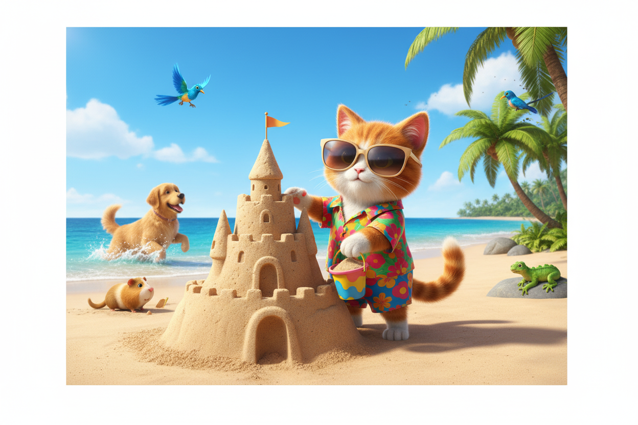 Kitties Summer Beach Sandcastles Retry 2