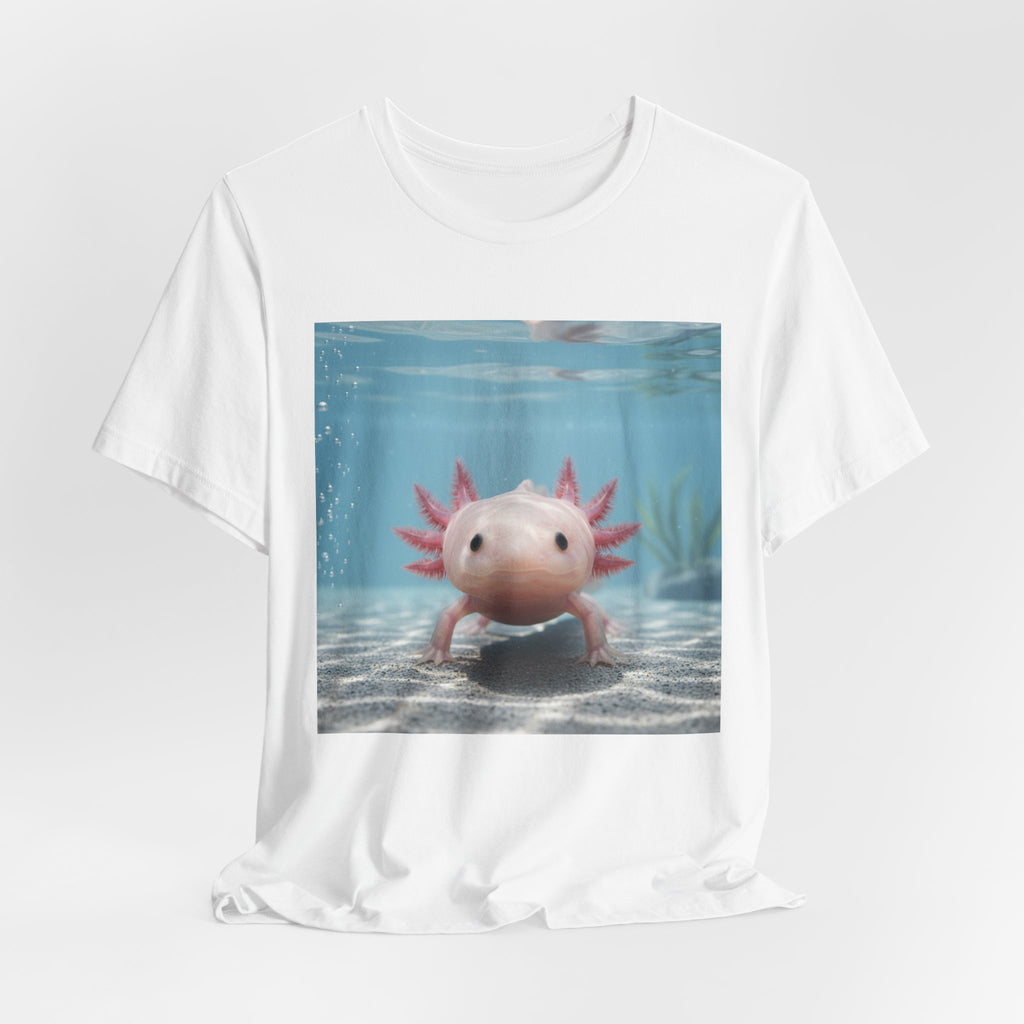 Axolotl Smiles Underwater Tee — Cute Pink Axolotl Graphic T‑Shirt