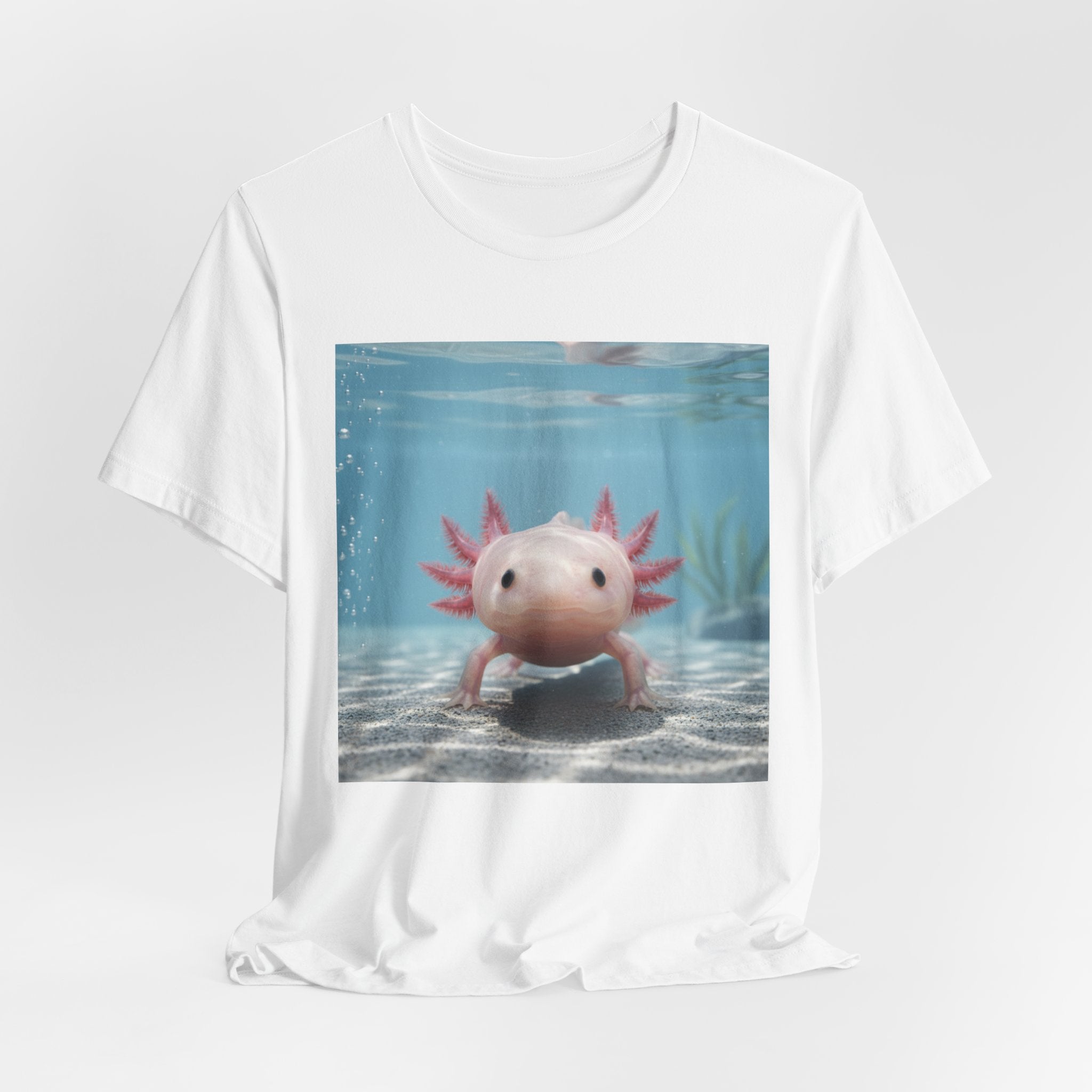 Axolotl Smiles Underwater Tee — Cute Pink Axolotl Graphic T‑Shirt