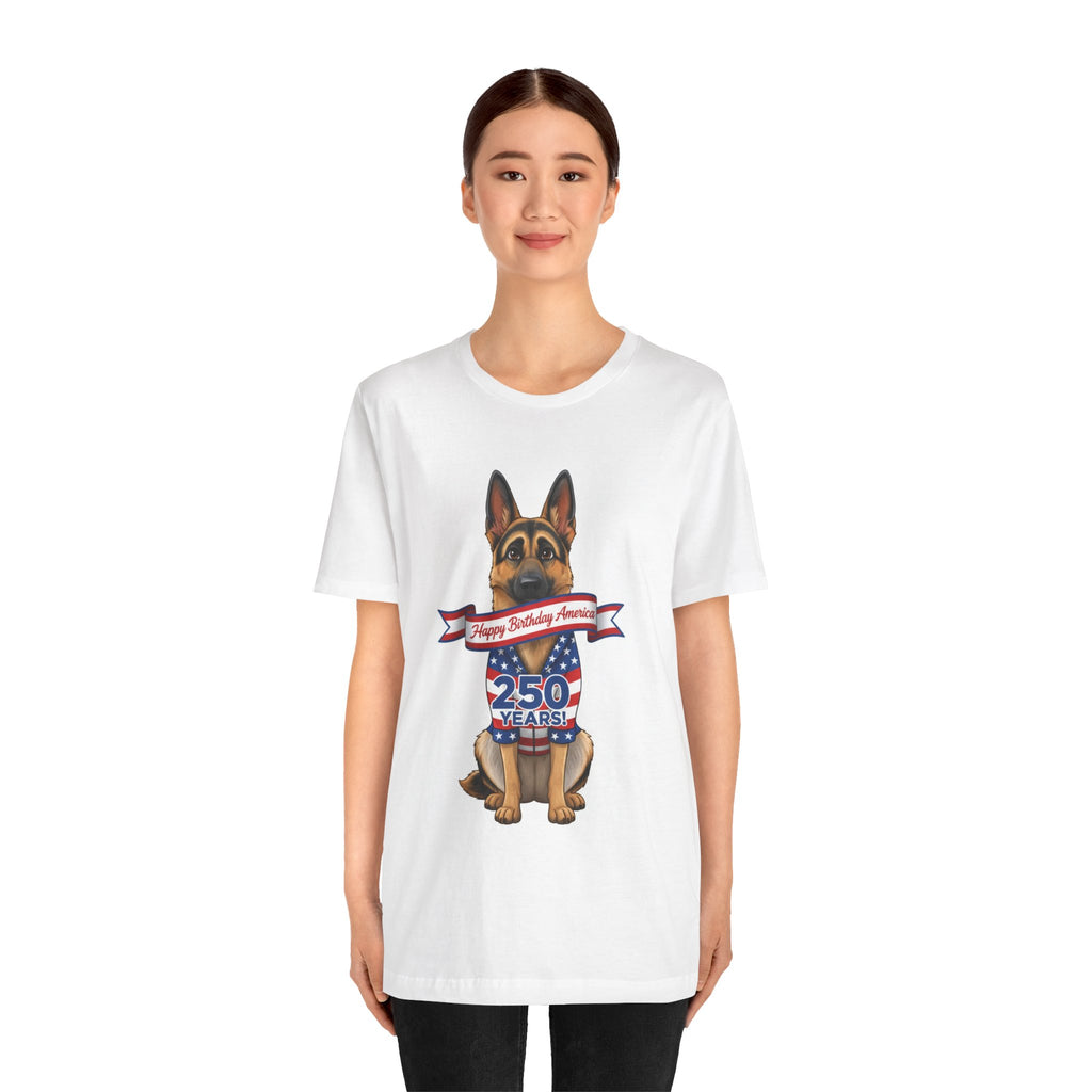 German Shepherd 250 Years 'Happy Birthday America' T-Shirt