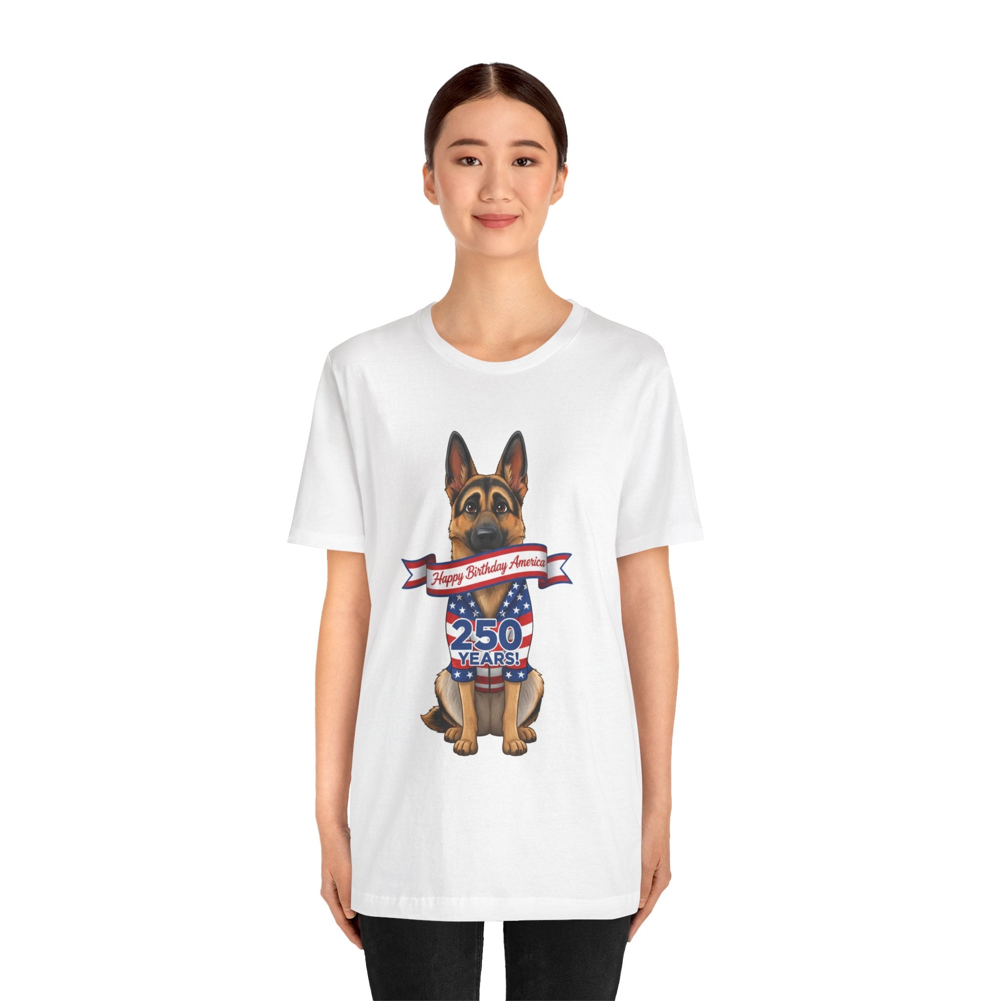 German Shepherd 250 Years 'Happy Birthday America' T-Shirt