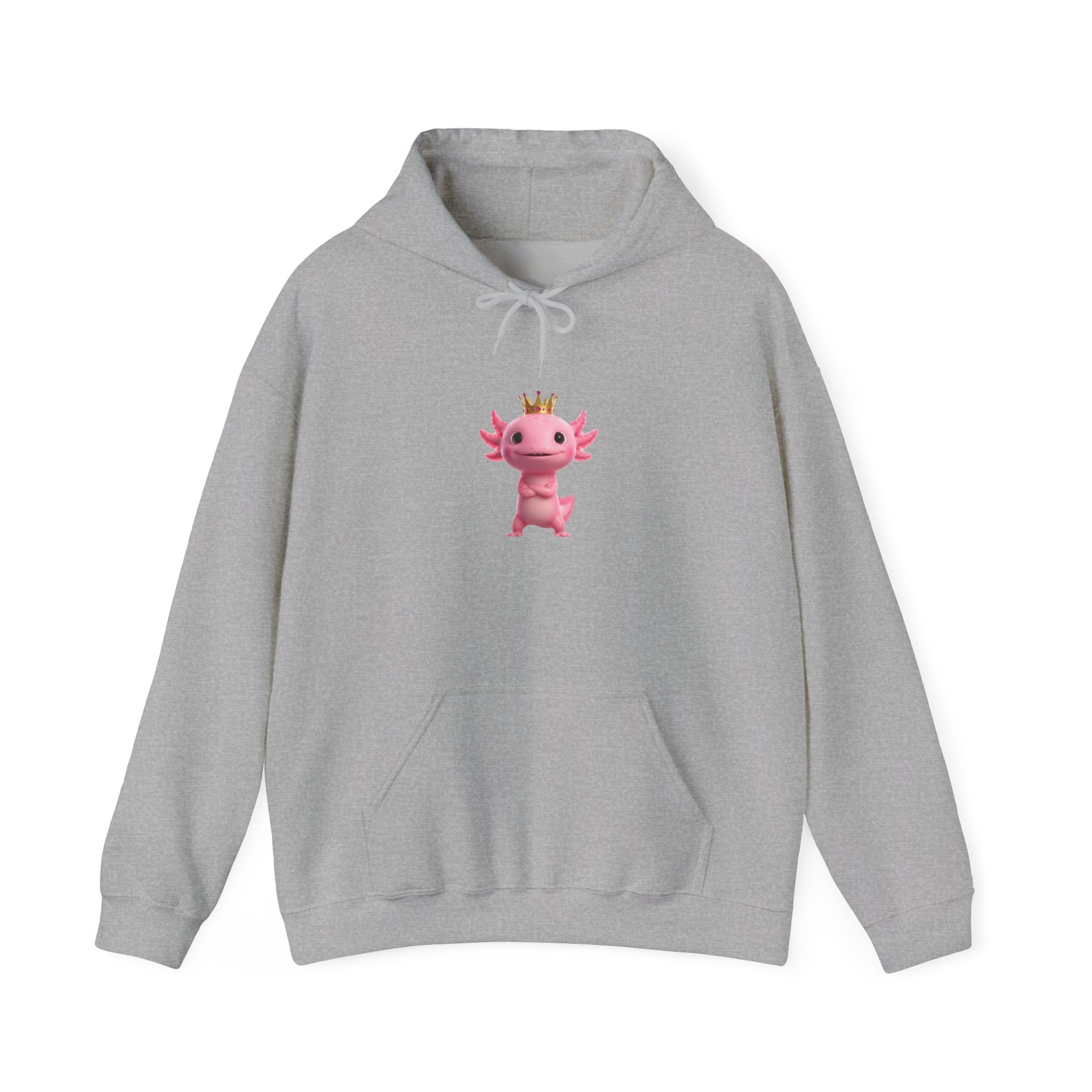 Axolotl Royal Hoodie — Cute Pink Axolotl with Crown Pullover