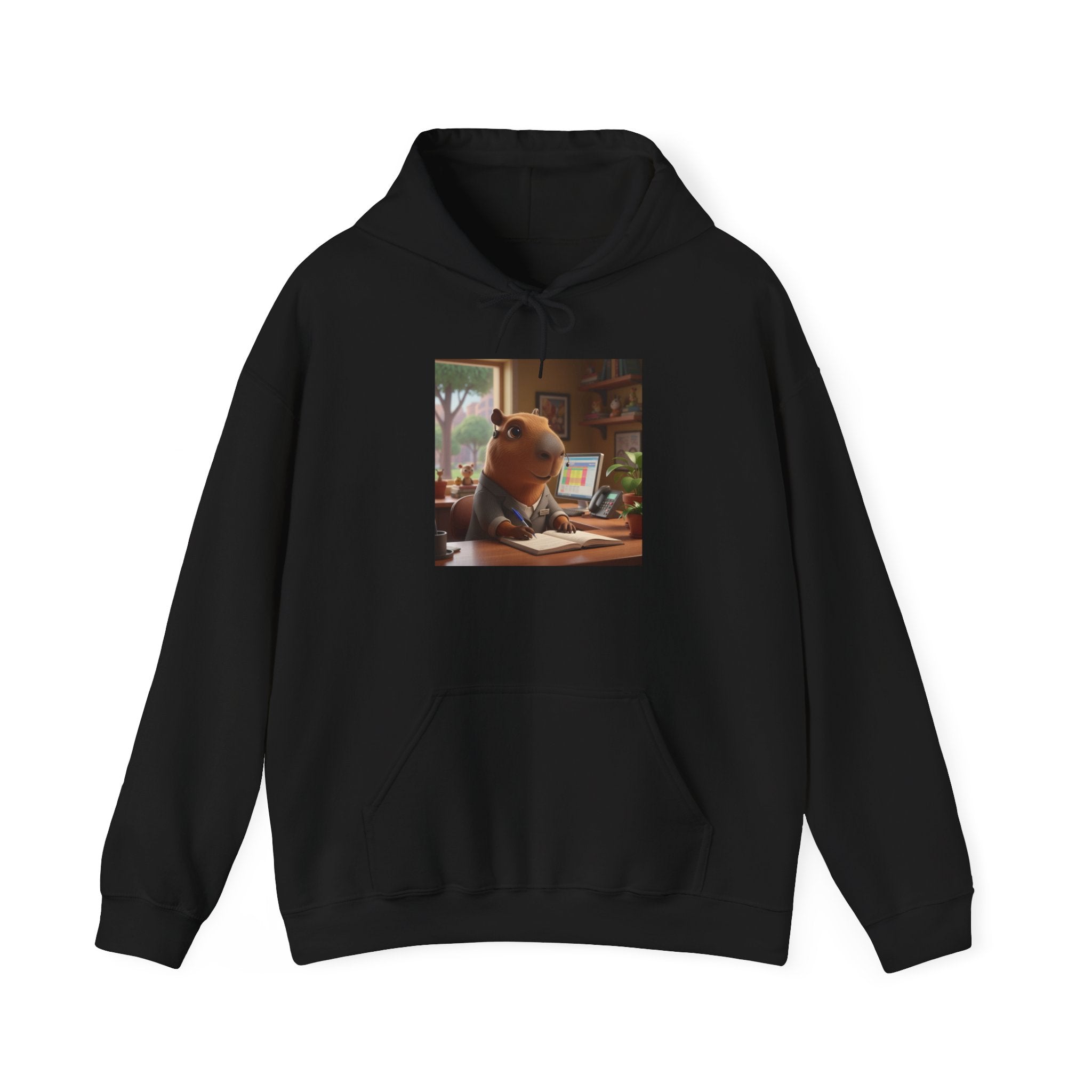 Capybara in the Office  Reading Hoodie — Cute Study Vibes Sweatshirt