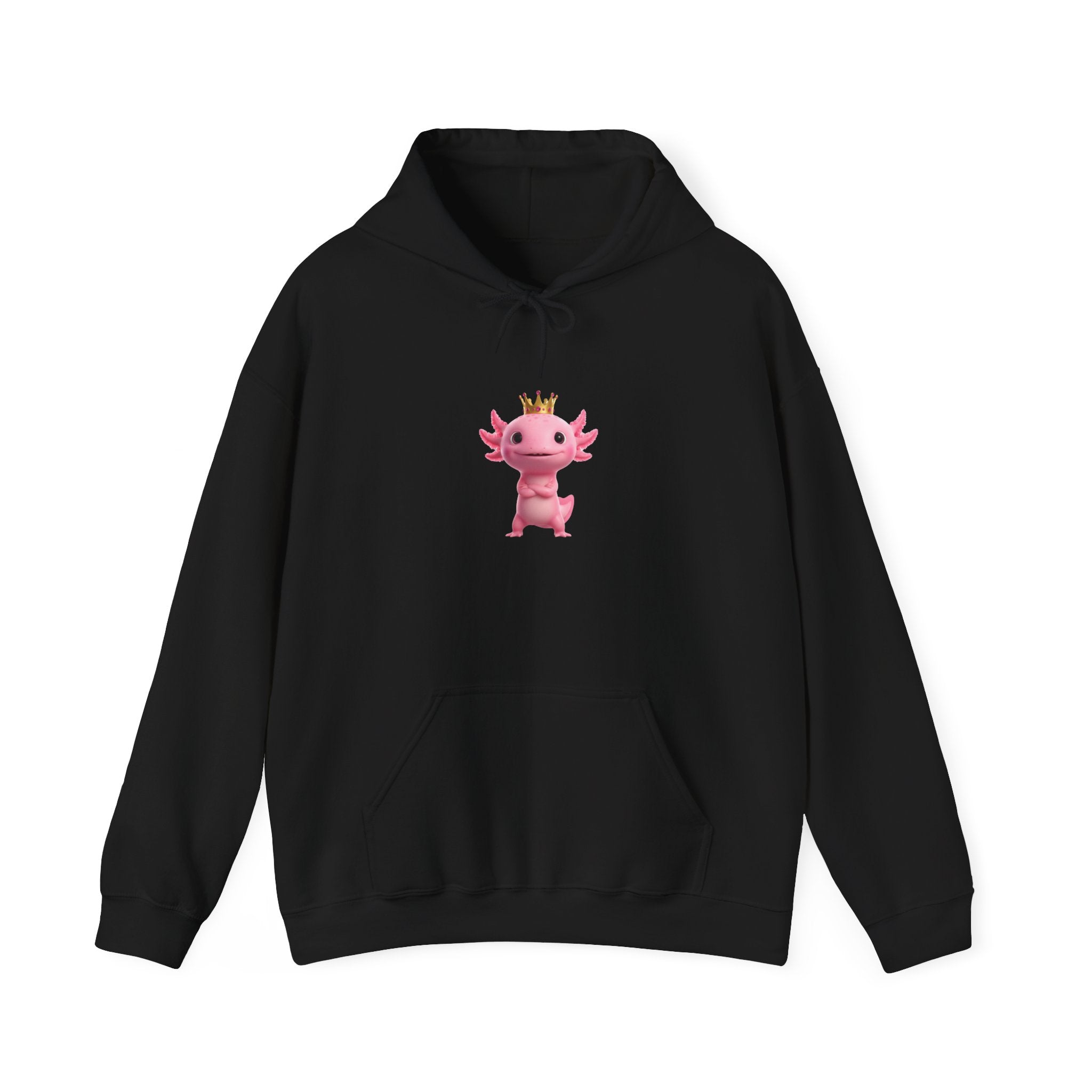 Axolotl Royal Hoodie — Cute Pink Axolotl with Crown Pullover
