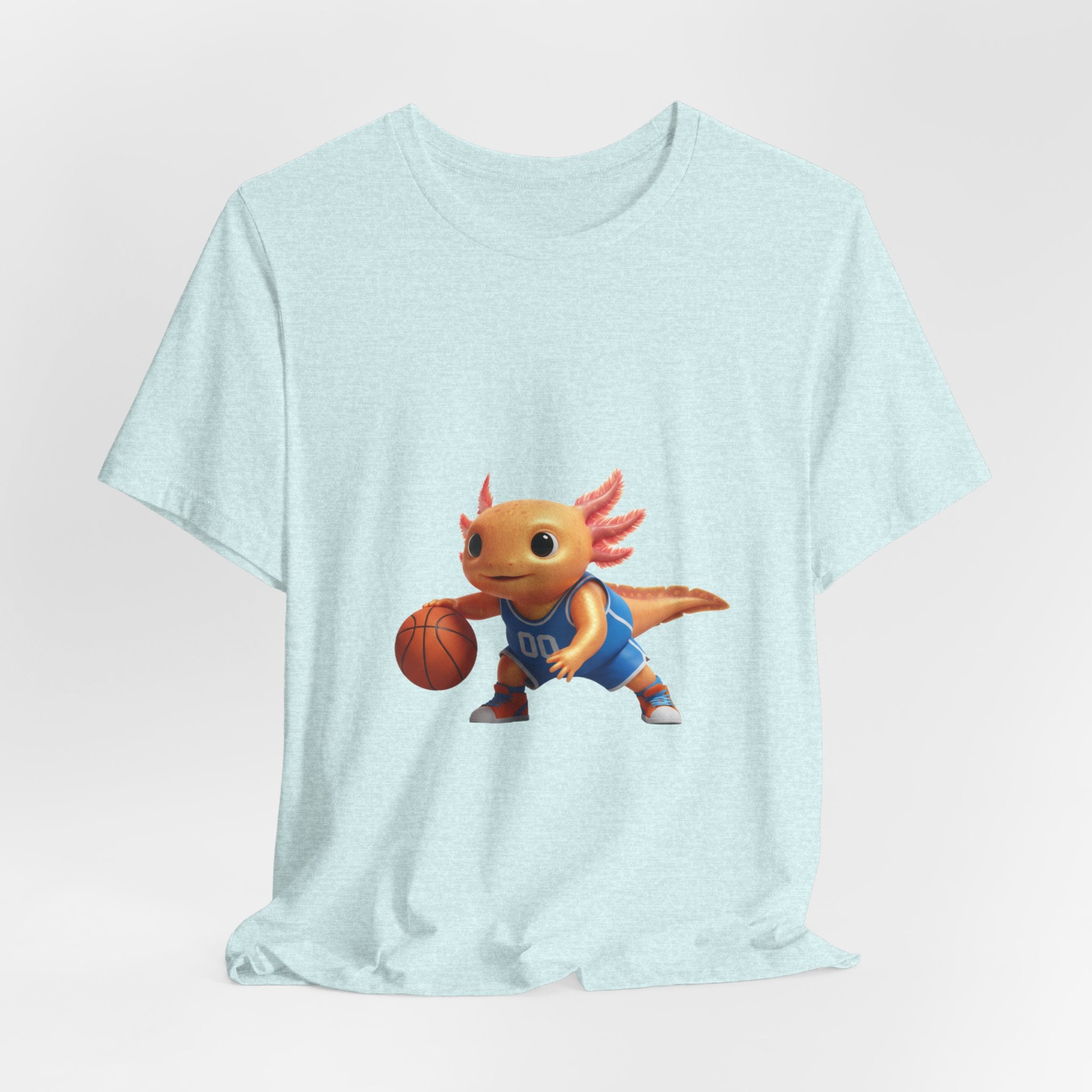 Axolotl Basketball Tee — Cute Axolotl Dribbling Graphic T-Shirt