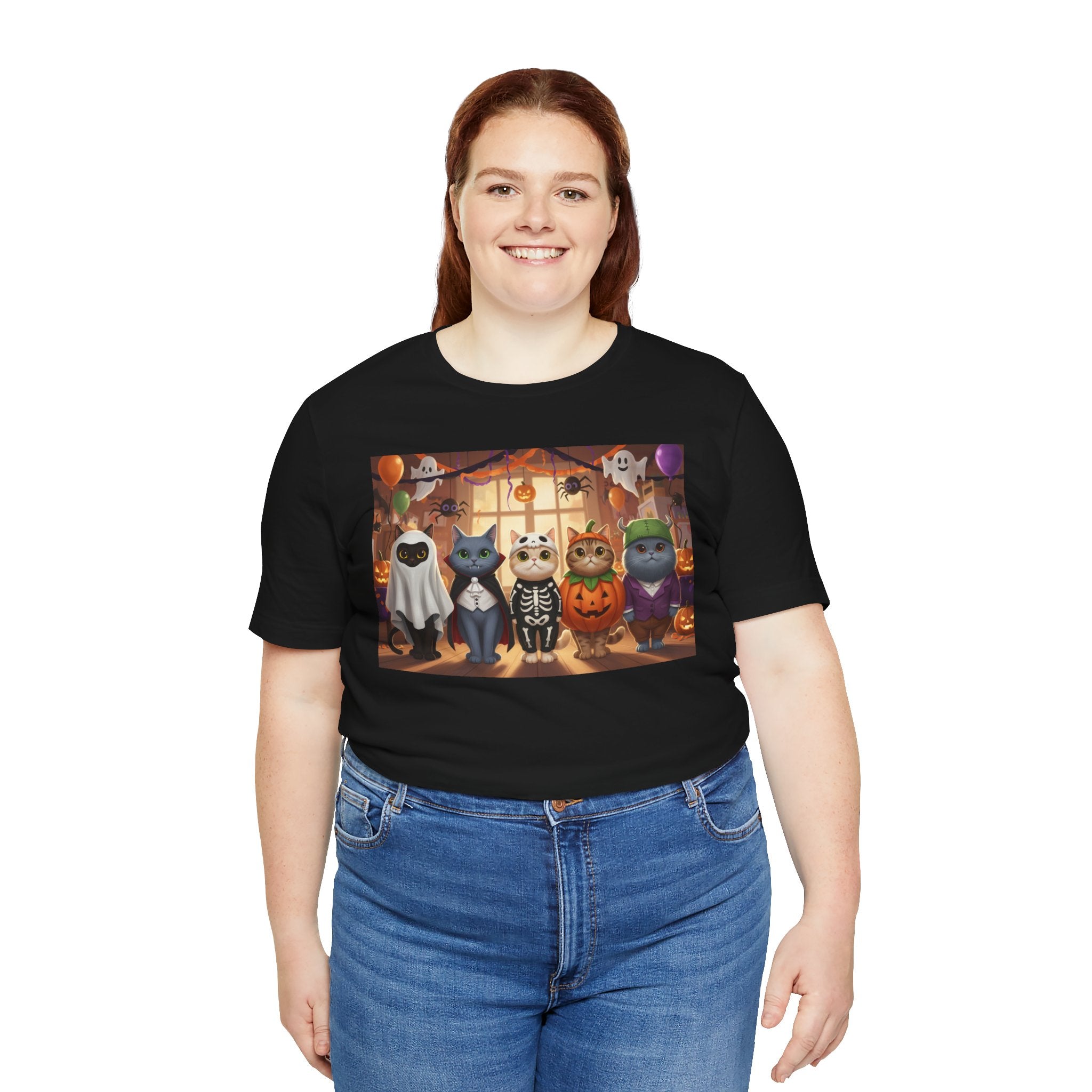 Cats Halloween Costume Tee — Cute Kittens in Pumpkin, Skeleton & Ghost Costumes