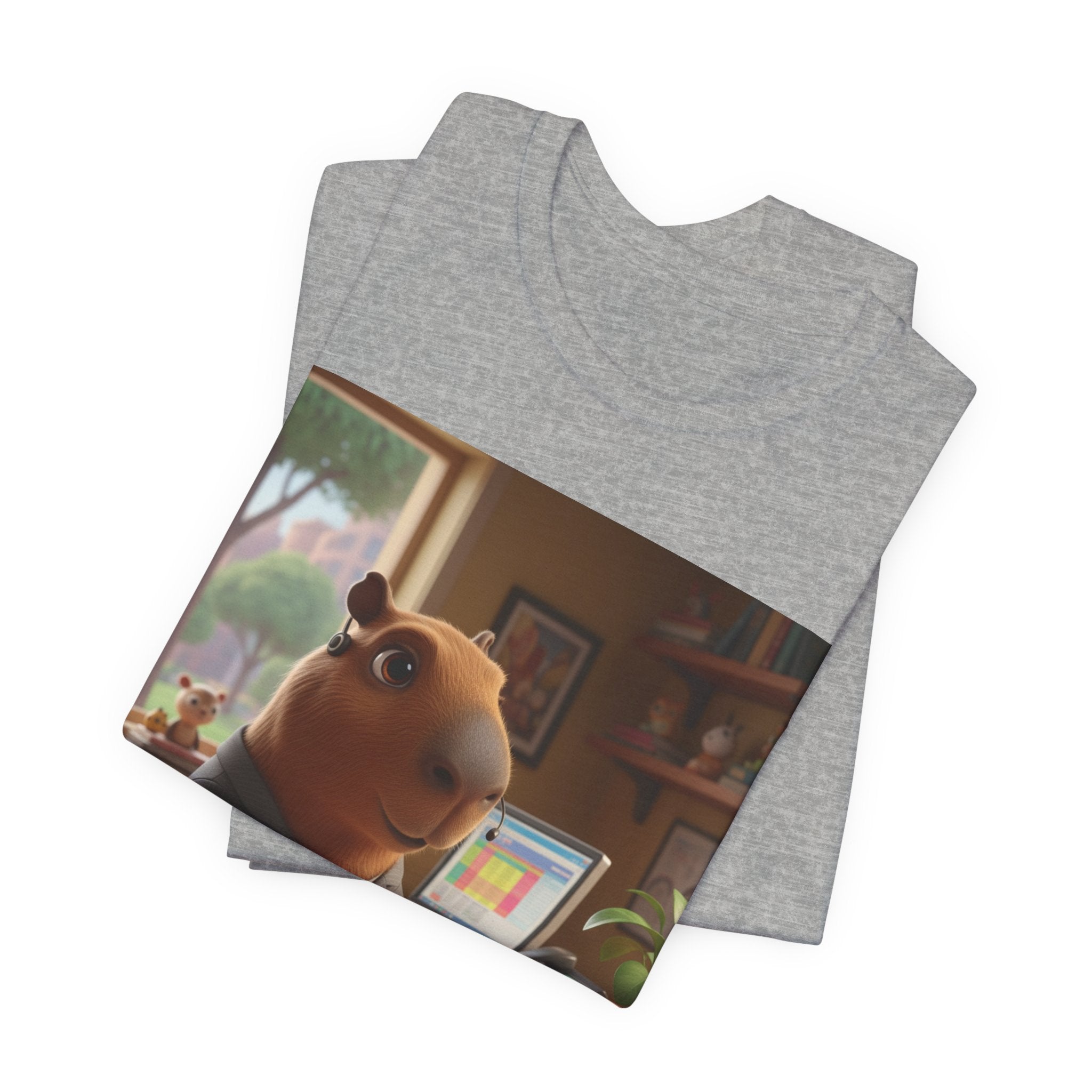Capybara Receptionist — Cute Capybara Office Animal Illustration T-Shirt