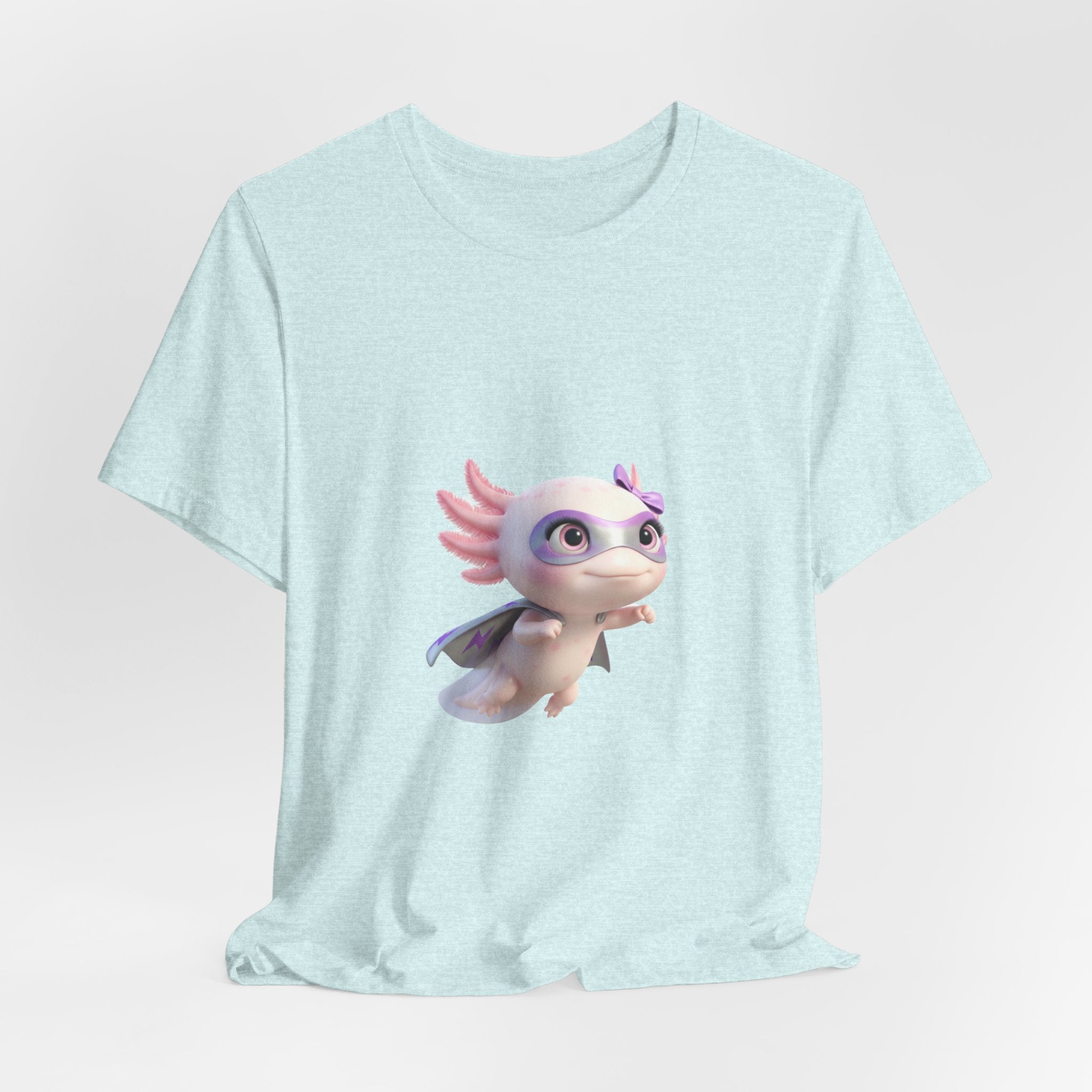 Axolotl Superhero Tee — Pastel Flying Axolotl Graphic Shirt