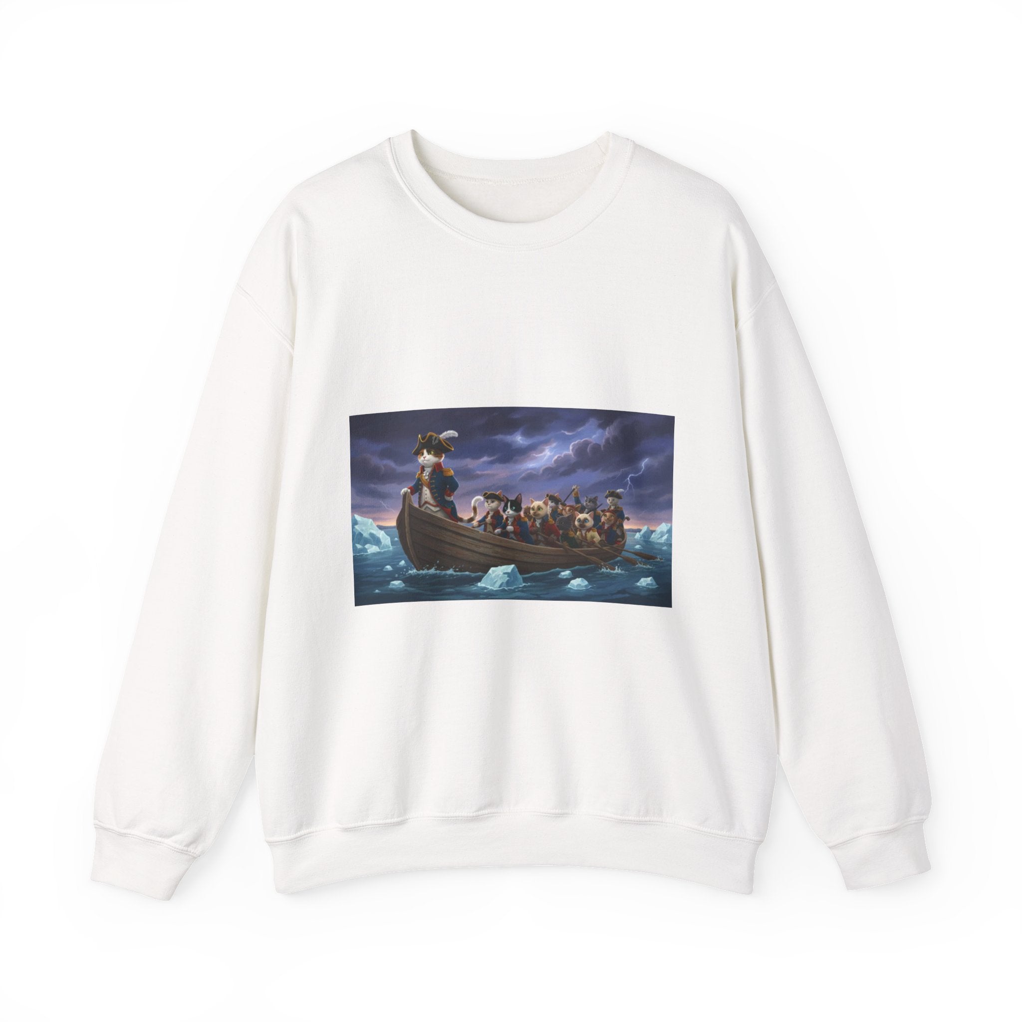 Washington Kitty Crewneck Sweatshirt — Historic Scene Graphic