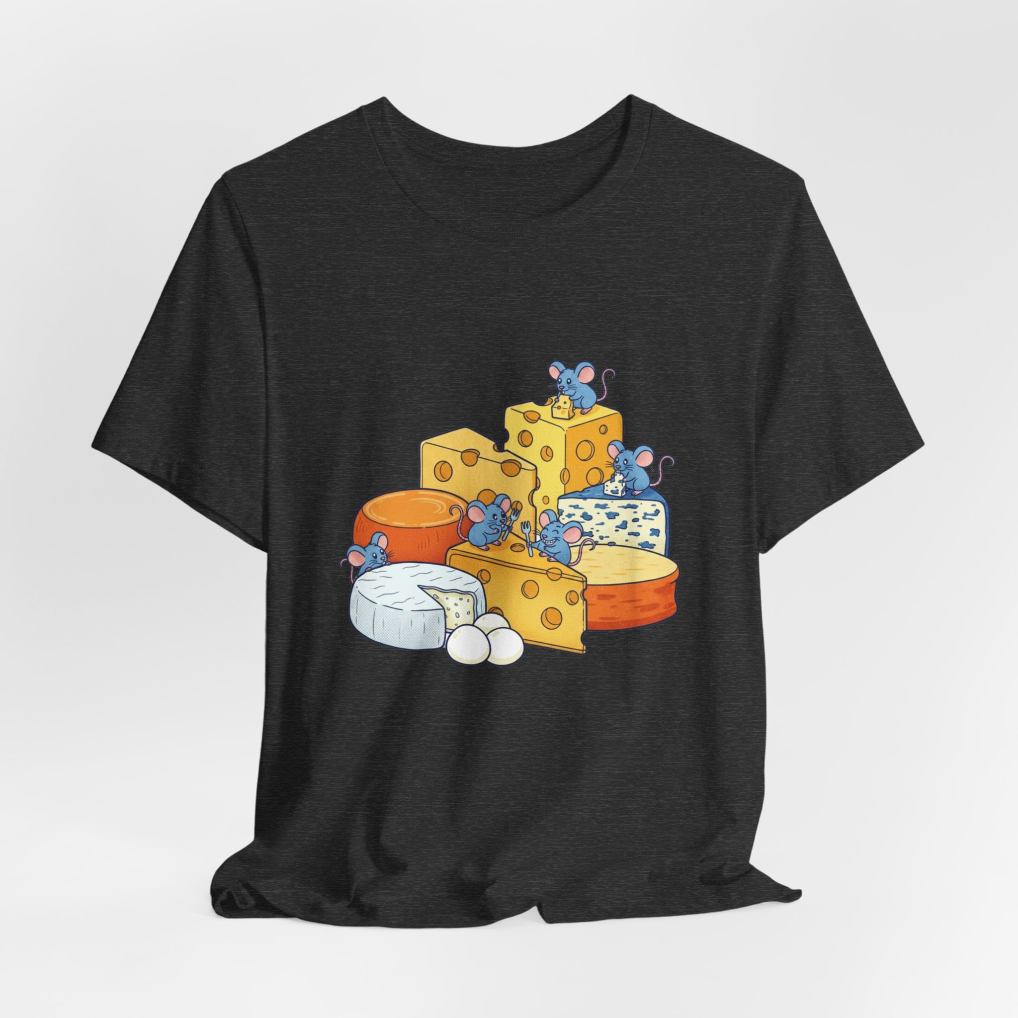 Cheese Platter T-Shirt — Cute Mice & Assorted Cheeses Tee