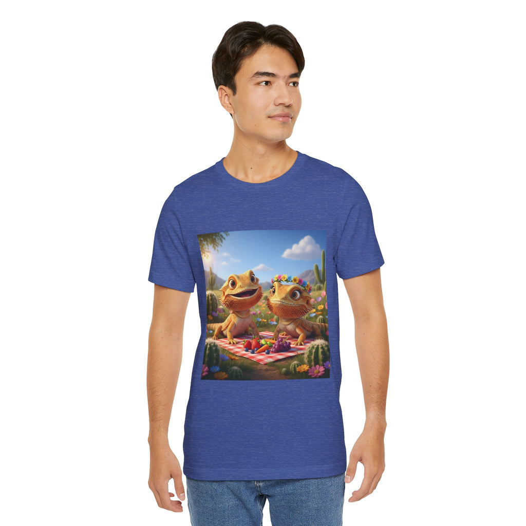 Bearded Dragon Couple Picnic Tee — Cute Cartoon Desert Graphic T-Shirt