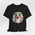 Australian Shepherd Dog Portrait T‑Shirt — Colorful Watercolor Pet Tee