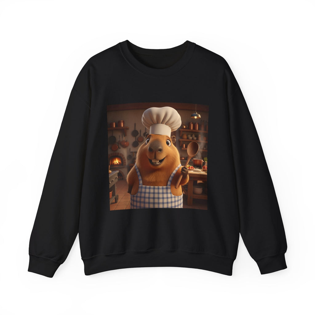 Capybara Chef Crewneck Sweatshirt — Cute Cartoon Capybara Chef Kitchen Pullover