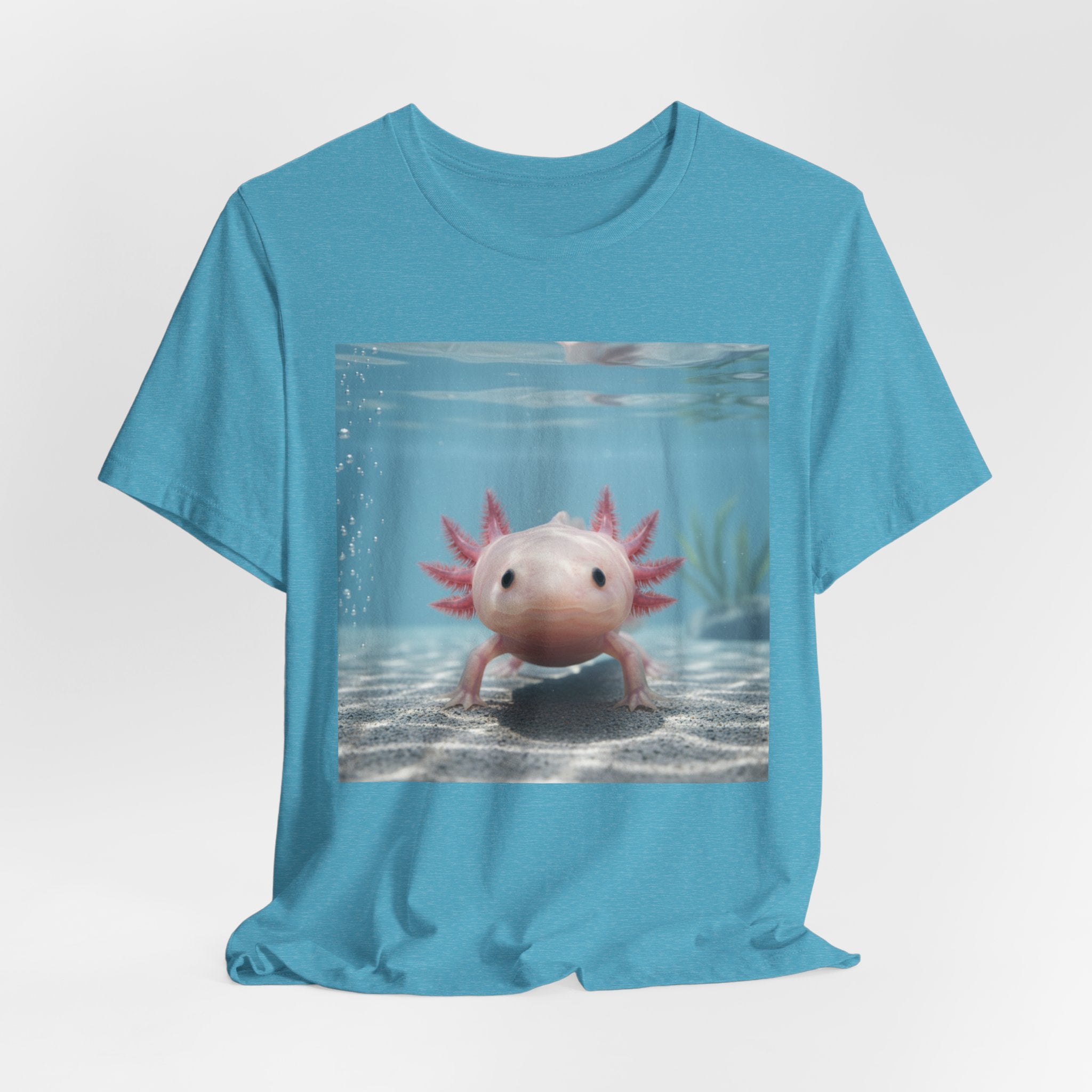 Axolotl Smiles Underwater Tee — Cute Pink Axolotl Graphic T‑Shirt