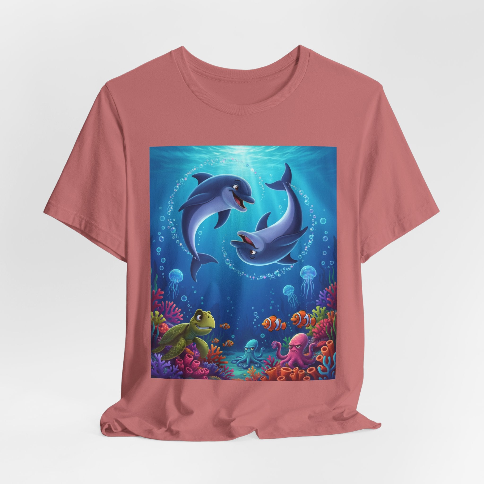 Dolphin Underwater Scene T-Shirt — Playful Ocean Wildlife Tee