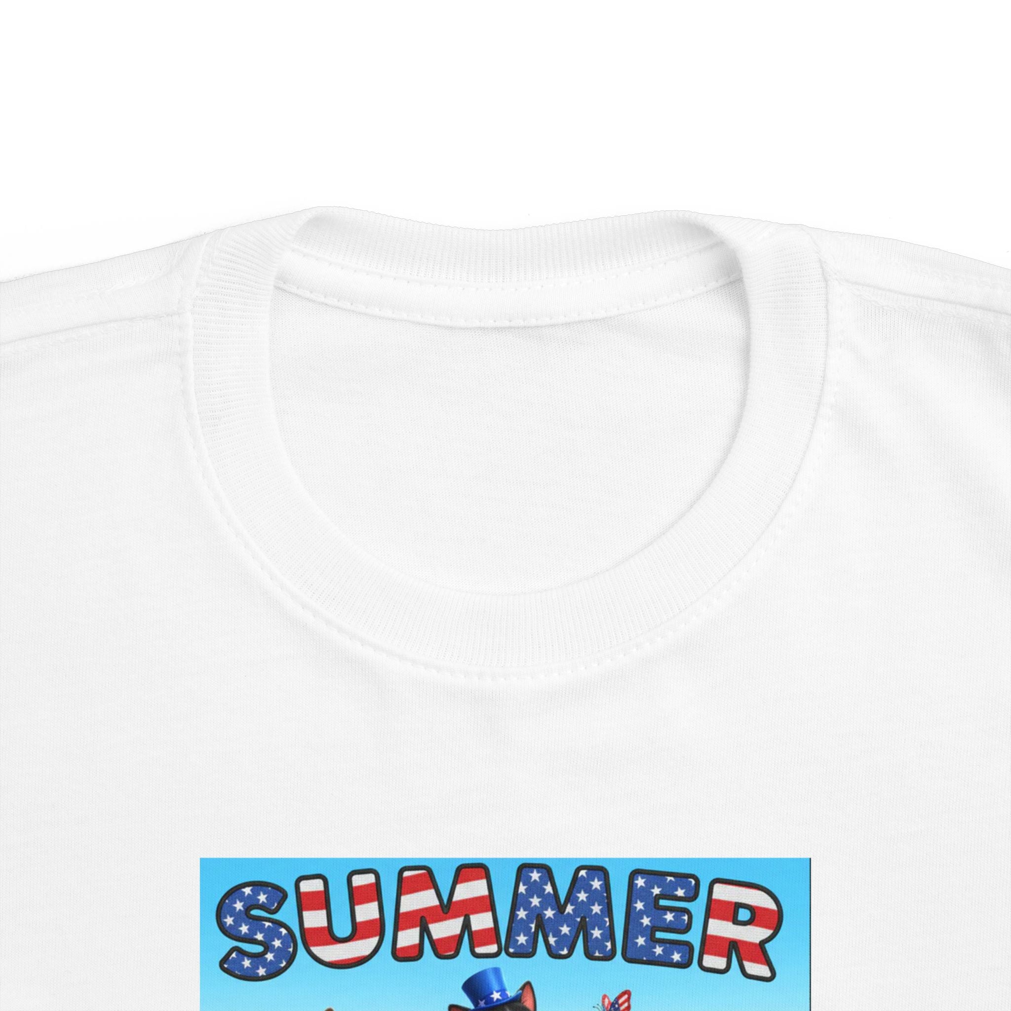 Kitties Summer Patriotic Cats Toddler Tee - Colorful Floral Playtime Graphic Shirt