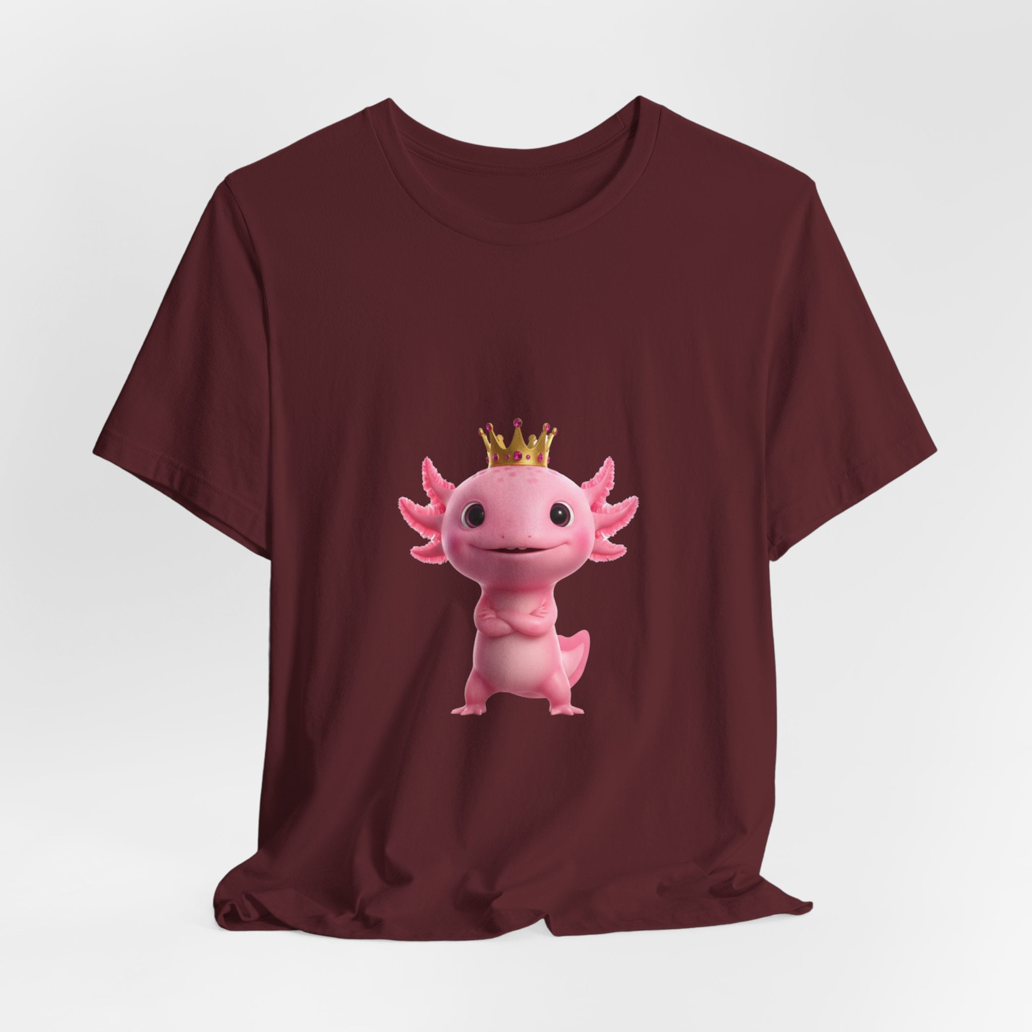 Axolotl King T-Shirt — Cute Pink Axolotl with Crown Tee