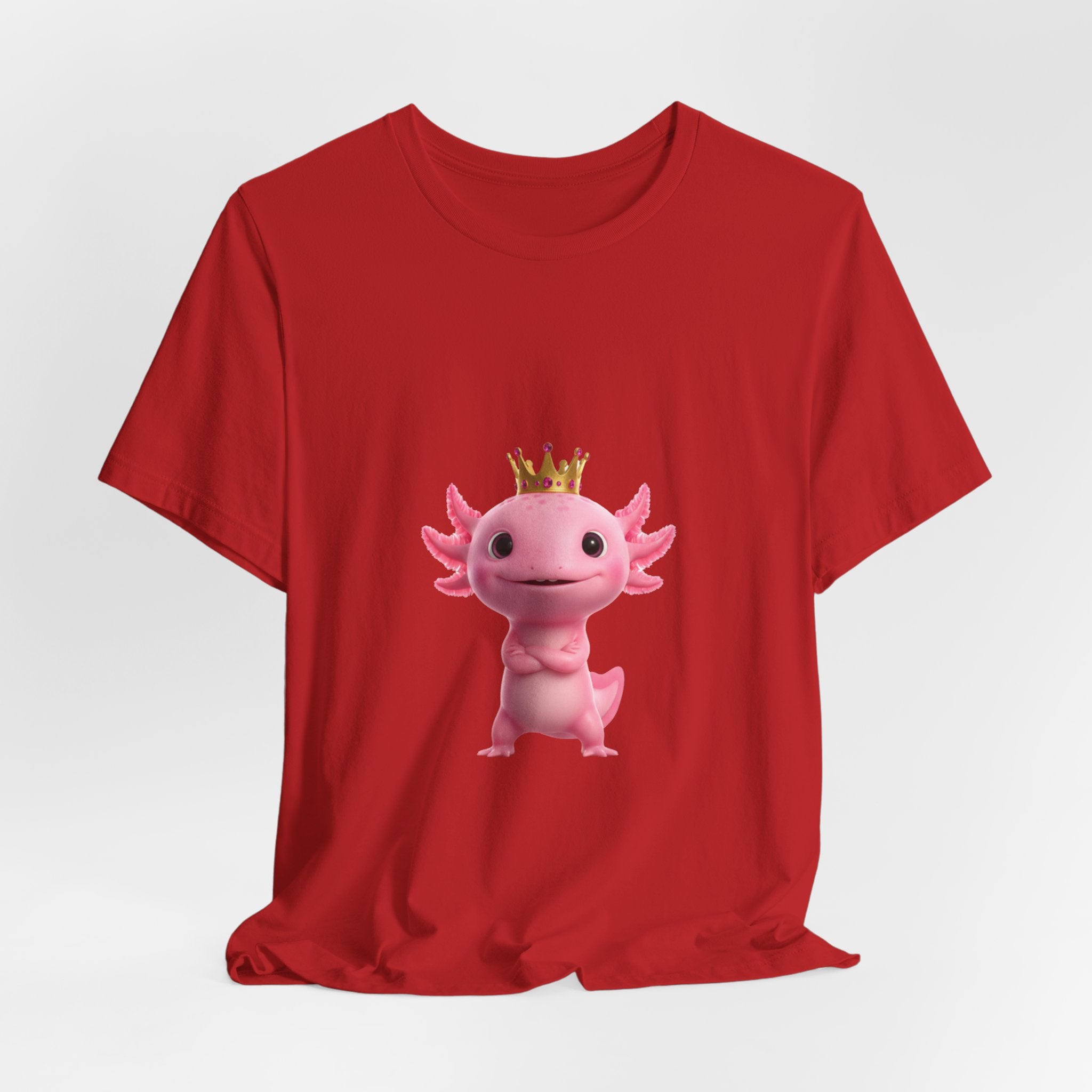 Axolotl King T-Shirt — Cute Pink Axolotl with Crown Tee