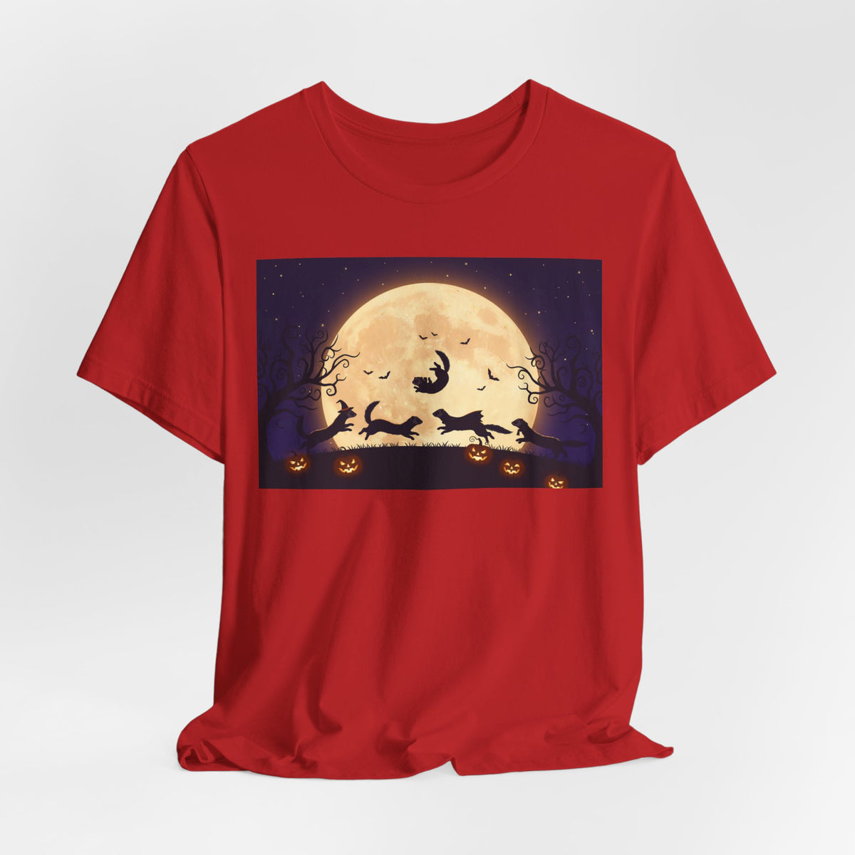 Ferrets Halloween Moon T‑Shirt — Spooky Full Moon Pumpkin Night Tee