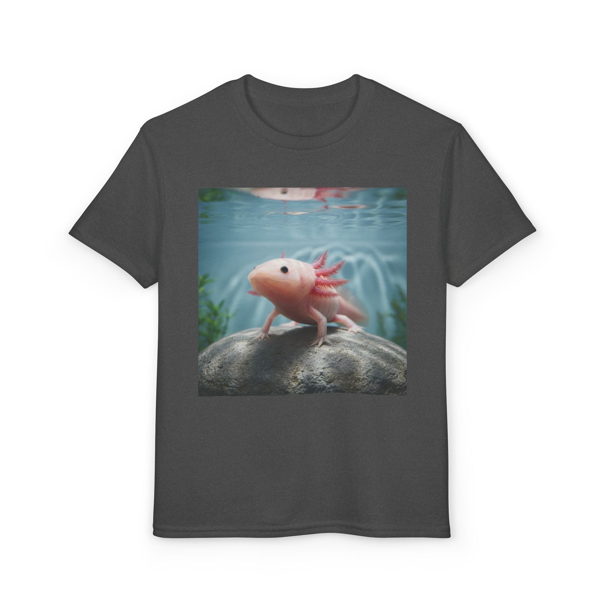 Axolotl Kids T‑Shirt – Cute Pink Axolotl Aquarium Design
