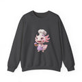 Axolotl Chef Girl Crewneck Sweatshirt — Cute Pink Axolotl Baking Design