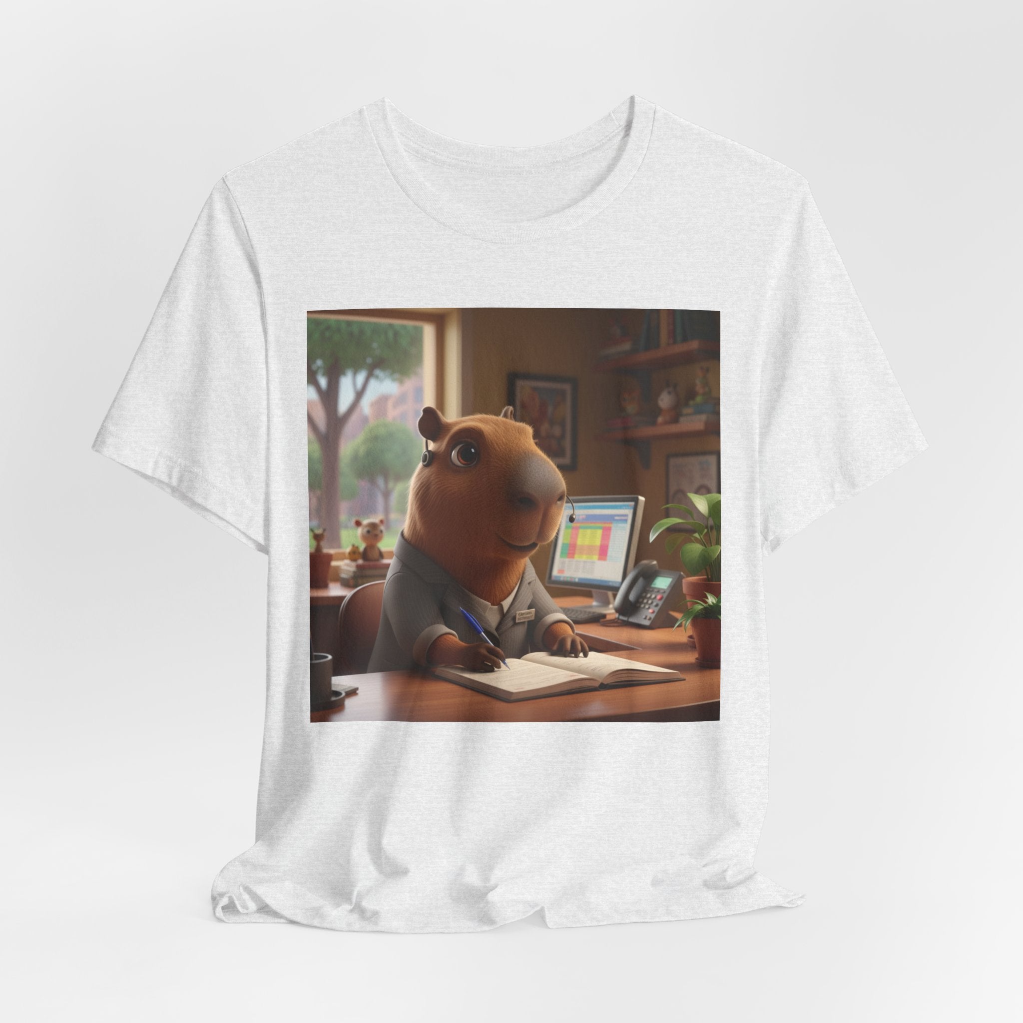 Capybara Receptionist — Cute Capybara Office Animal Illustration T-Shirt
