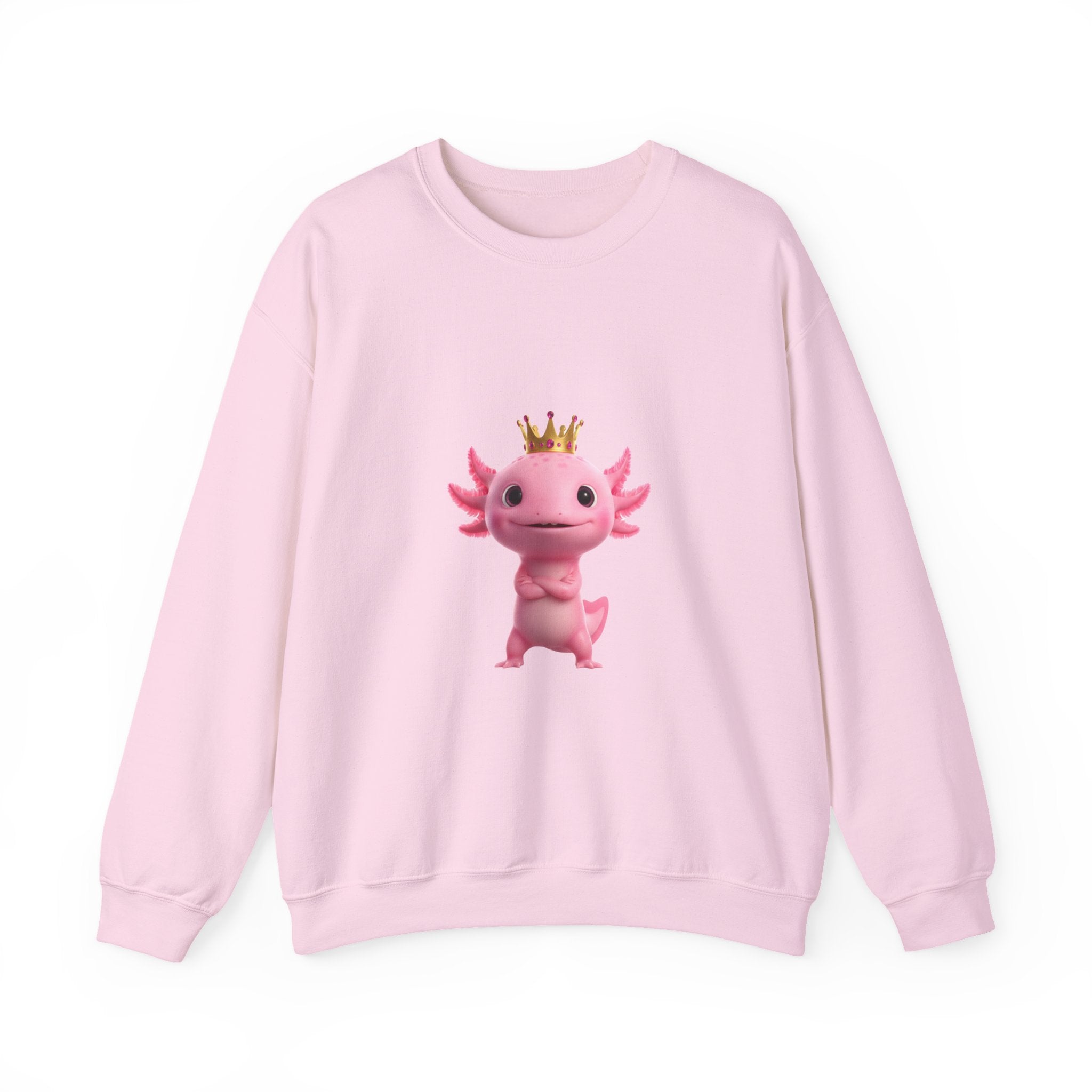 Axolotl Royal Crewneck Sweatshirt — Cute Pink Axolotl with Crown