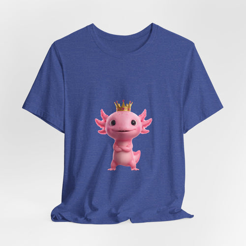 Axolotl King T-Shirt — Cute Pink Axolotl with Crown Tee