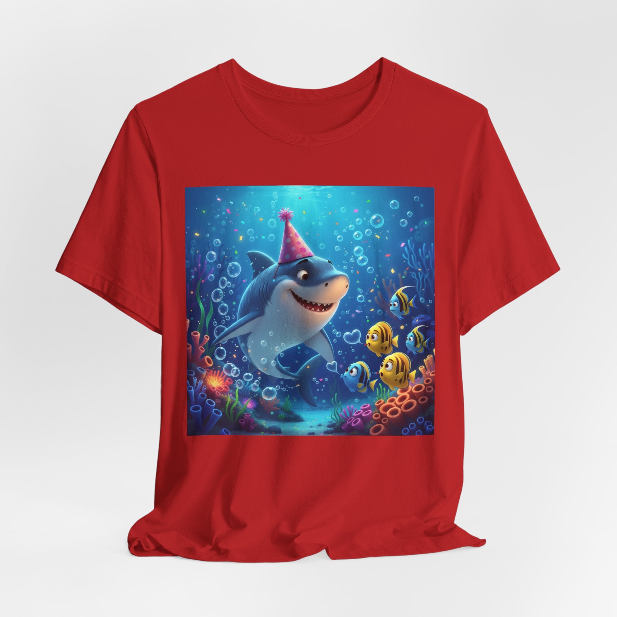 Shark Birthday Party Tee — Cute Shark with Party Hat Kids Graphic T-Shirt