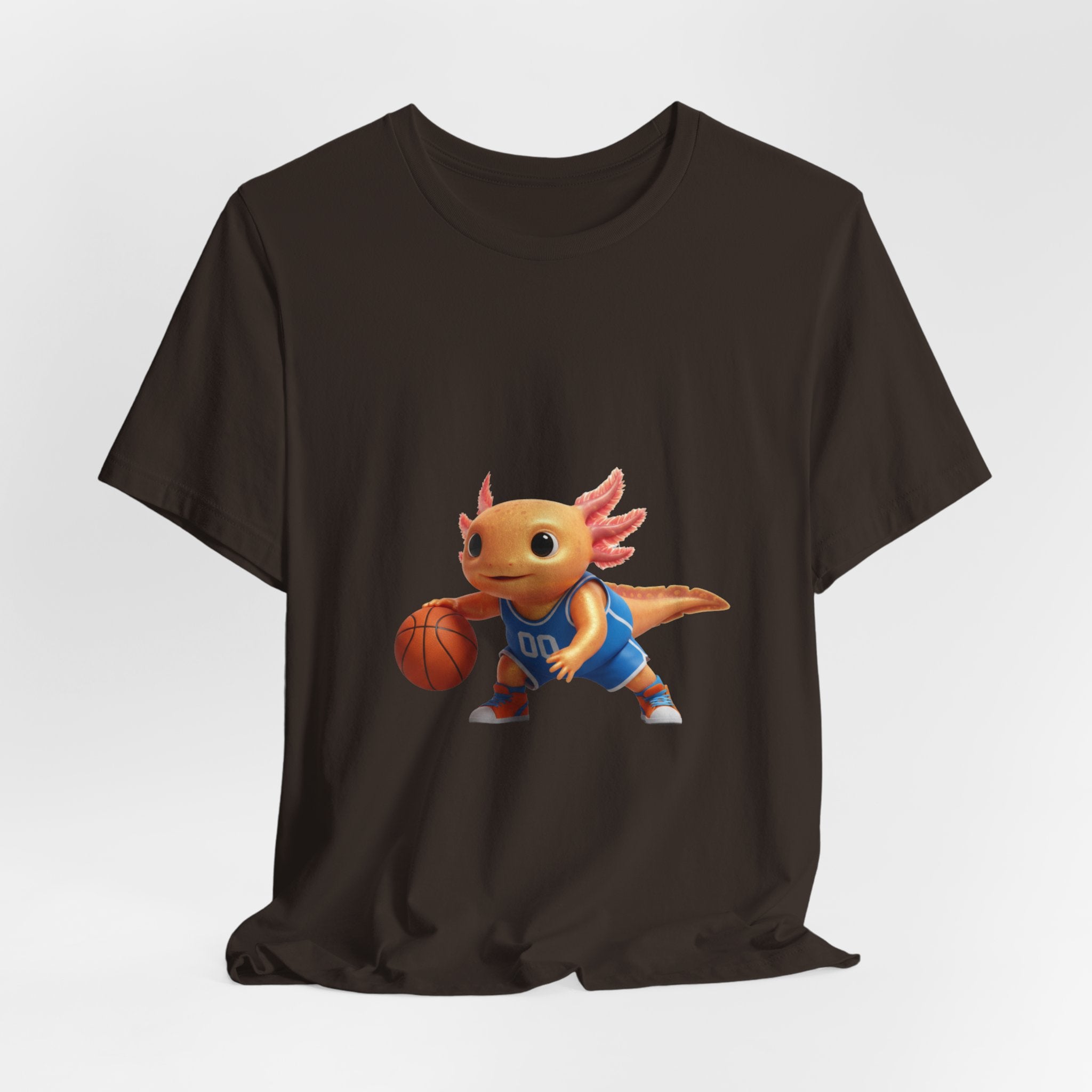 Axolotl Basketball Tee — Cute Axolotl Dribbling Graphic T-Shirt