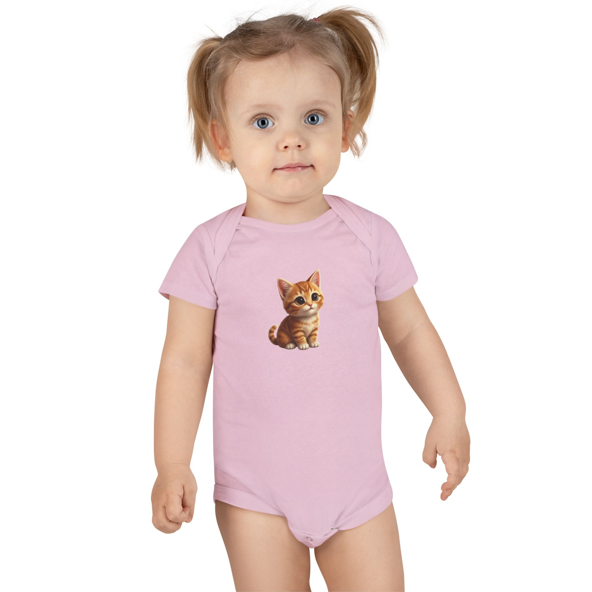 Tabby Kitten Baby Onesie – Adorable Cat Short Sleeve Bodysuit for Infant Gifts