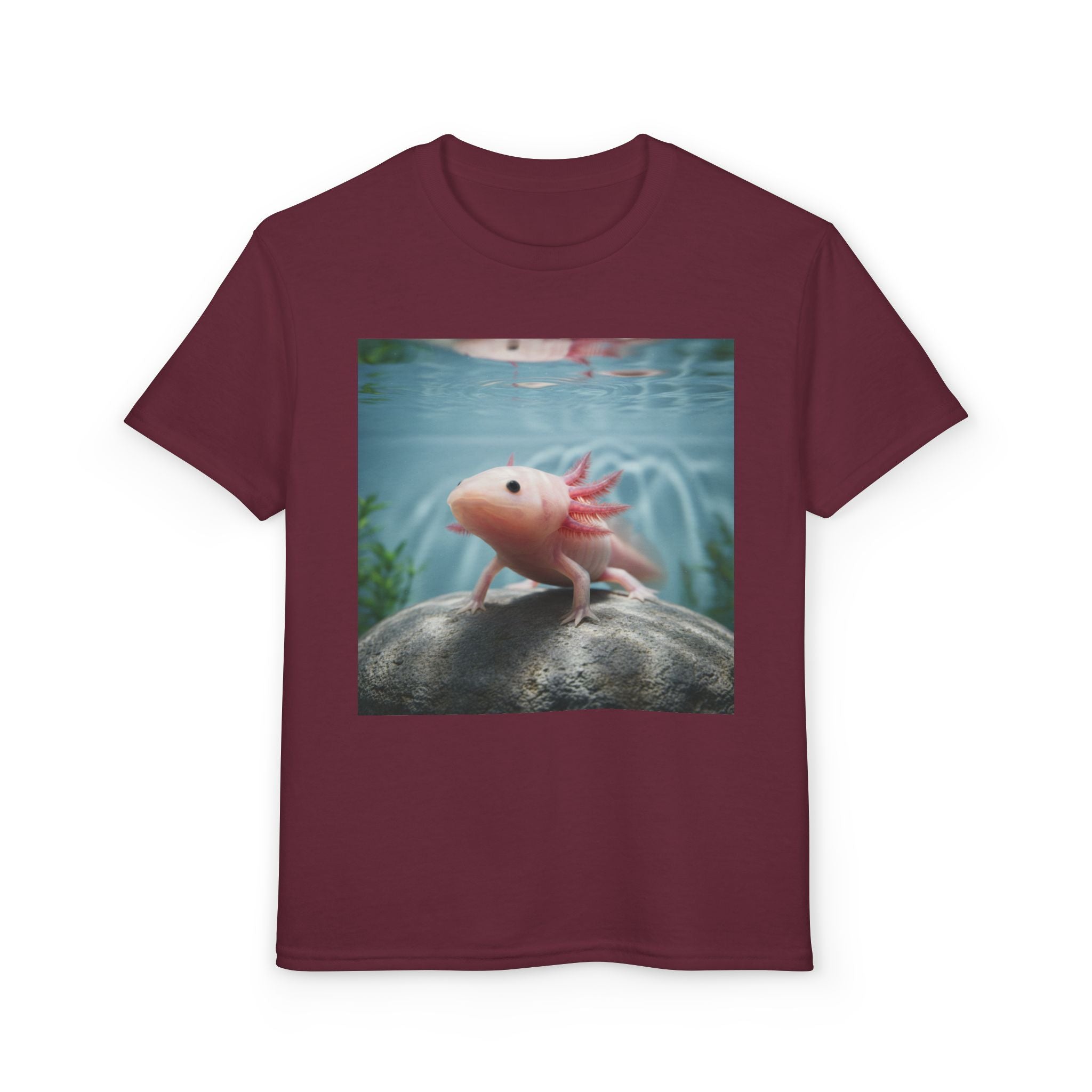 Axolotl Kids T‑Shirt – Cute Pink Axolotl Aquarium Design