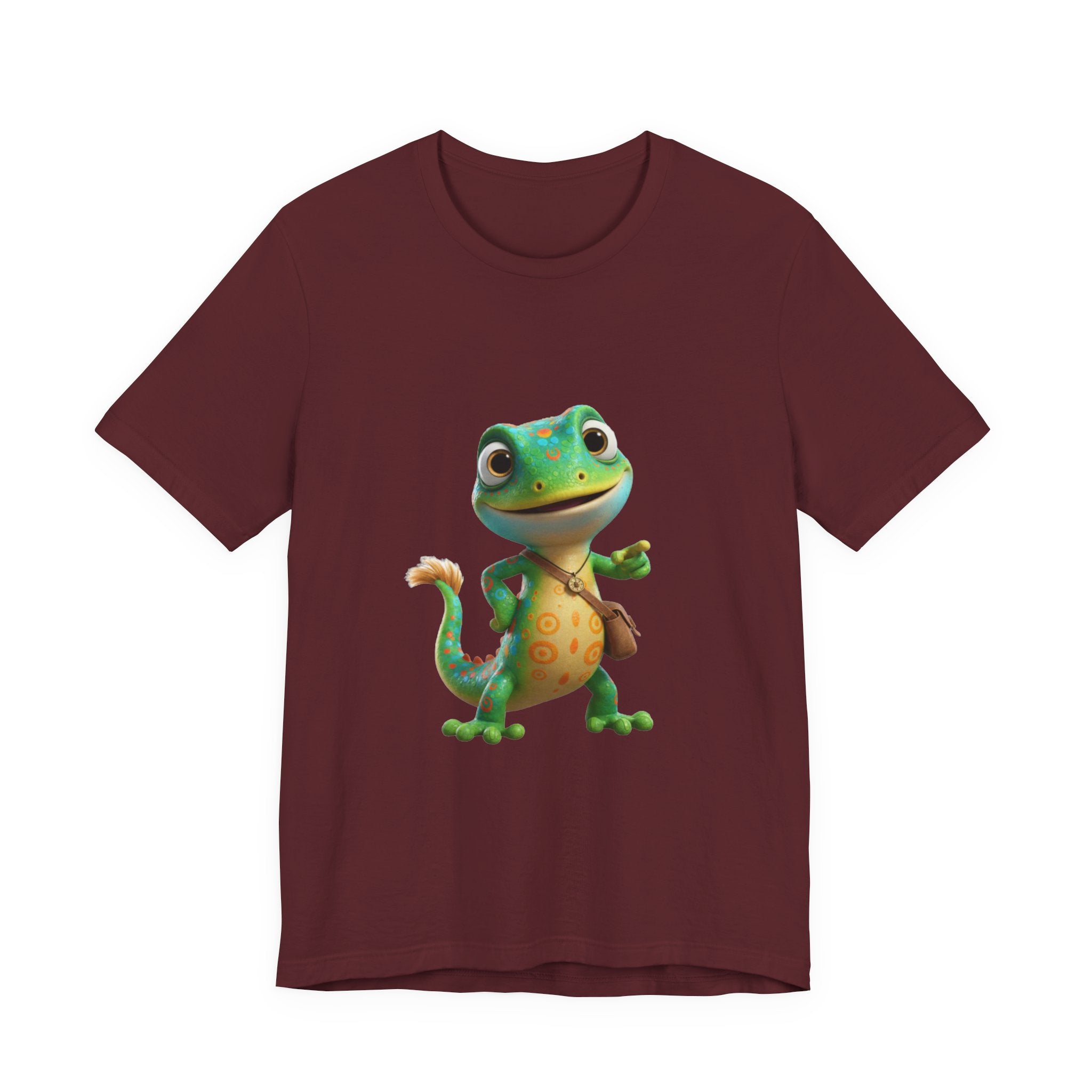 Cute Cartoon Gecko T‑Shirt — Friendly Green Lizard Graphic Tee