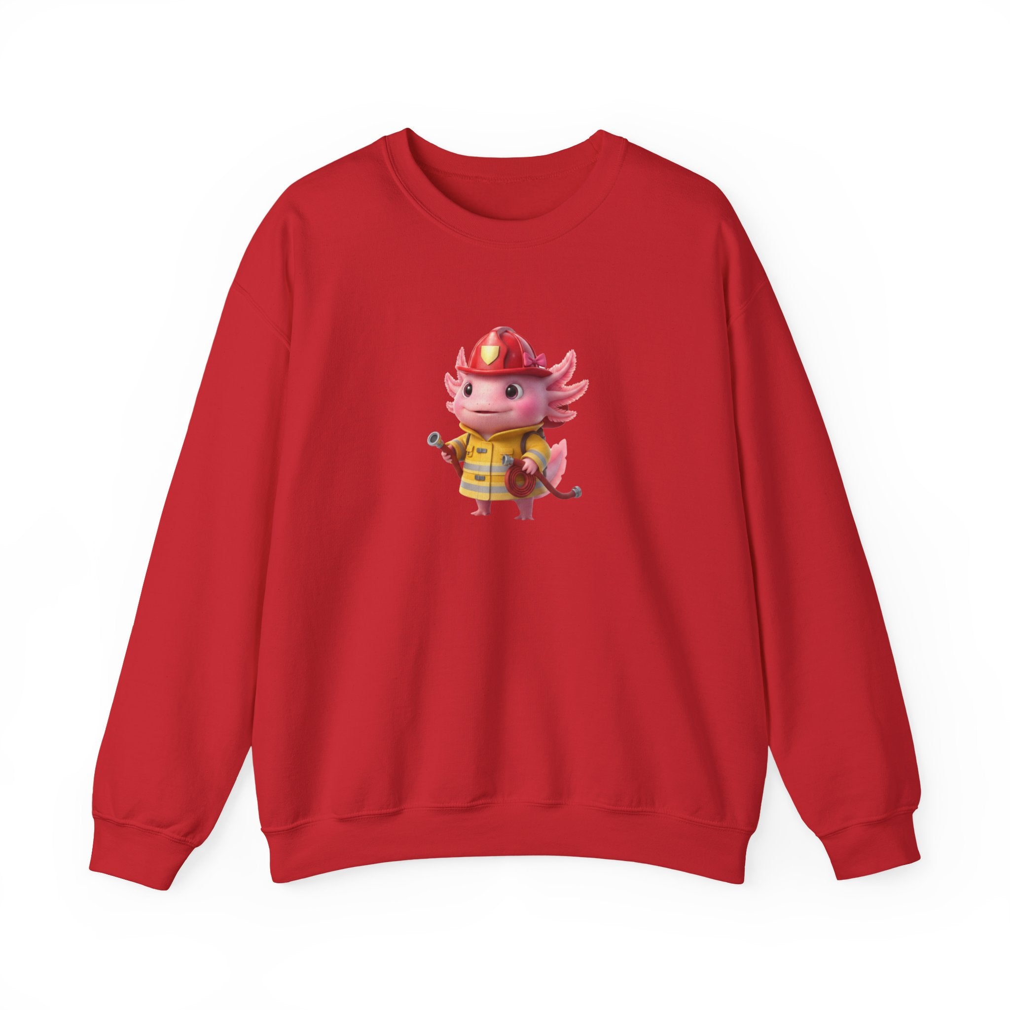 Axolotl Firefighter Sweatshirt - Cute Kids Crewneck Gift