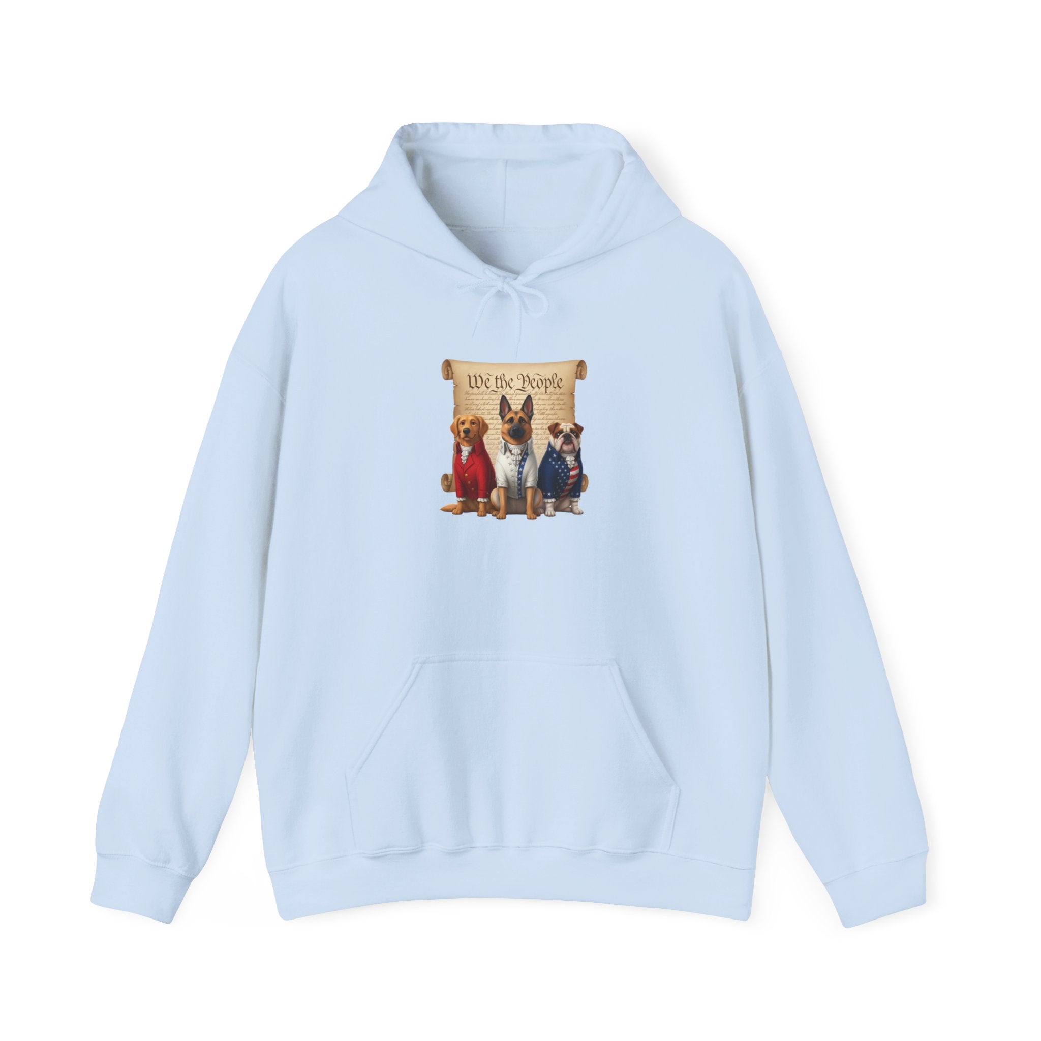 Patriotic Dogs Hoodie - "We the People" Vintage Americana Dog Crewneck