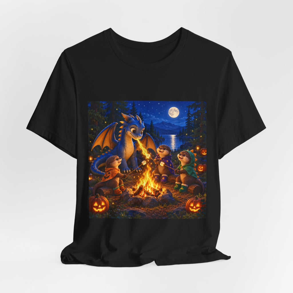 Dragon Halloween Campfire Tee — Cute Dragon and Jack‑O'Lantern Shirt