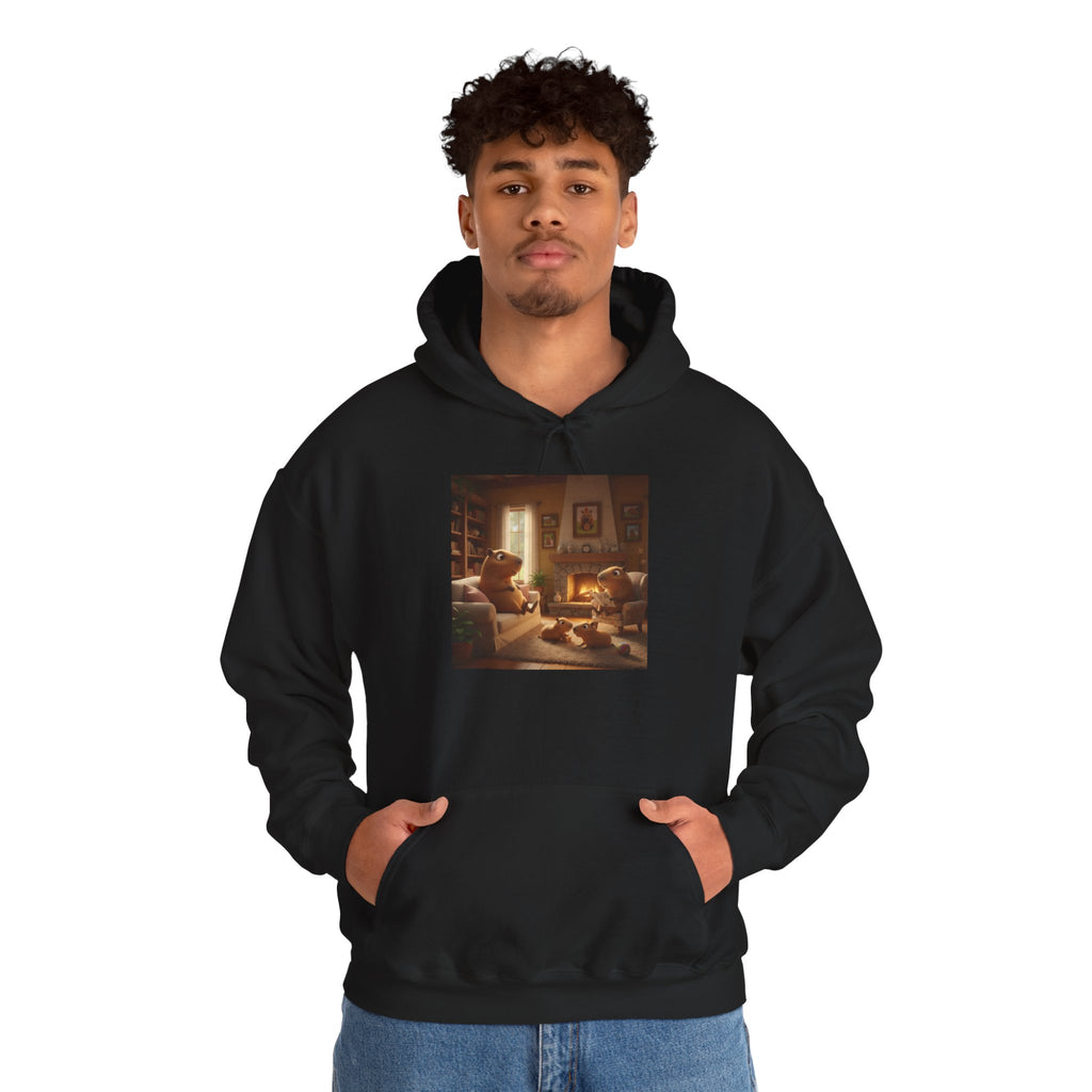 Capybara Family Hoodie — Vintage Warmth Graphic Sweatshirt