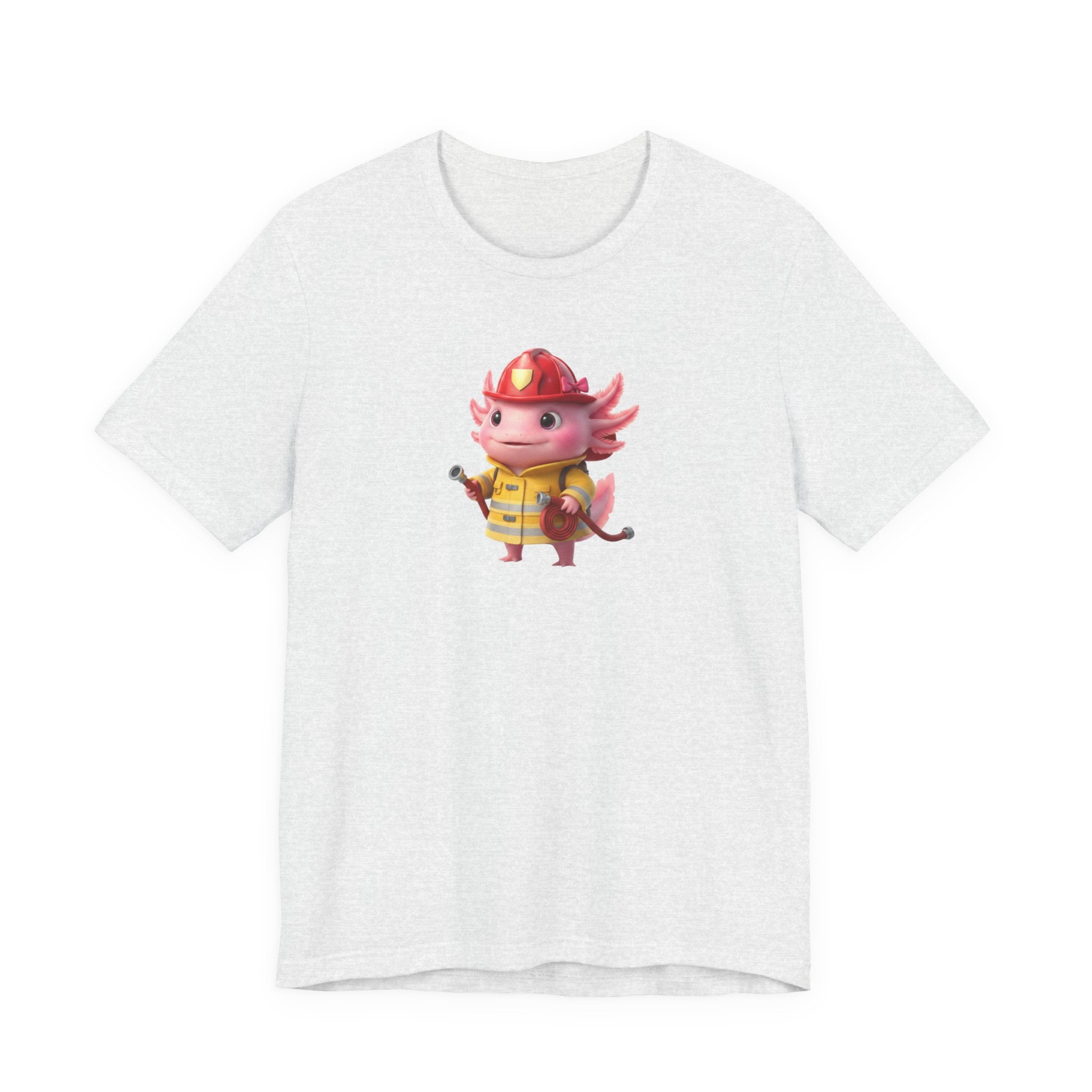 Axolotl Firefighter Girl T-Shirt — Cute Kid’s Firefighter Axolotl Graphic Tee