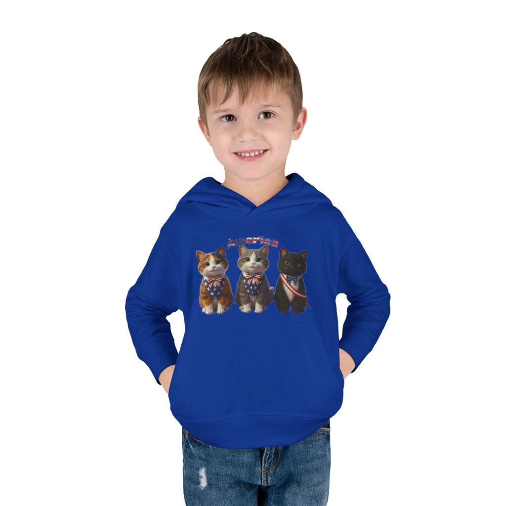 Kitties Toddler Hoodie — Patriotic Kittens "America" Fleece Pullover