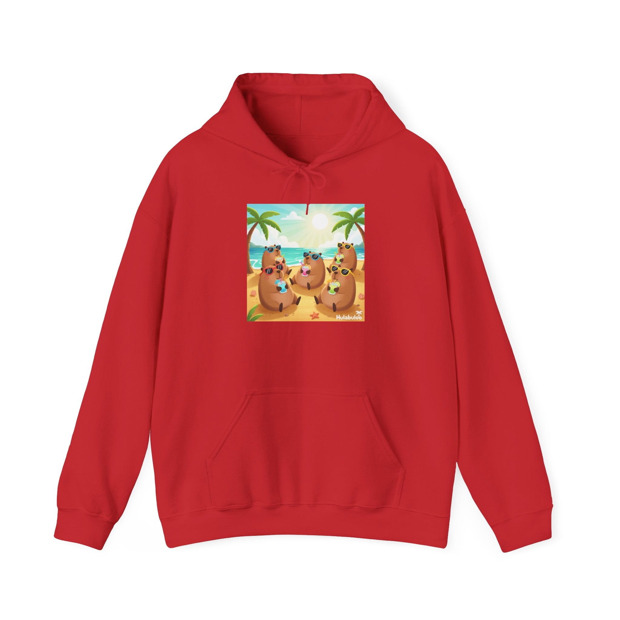 Capybaras at the Beach Hoodie — Cute Palm Tree Vacation Pullover