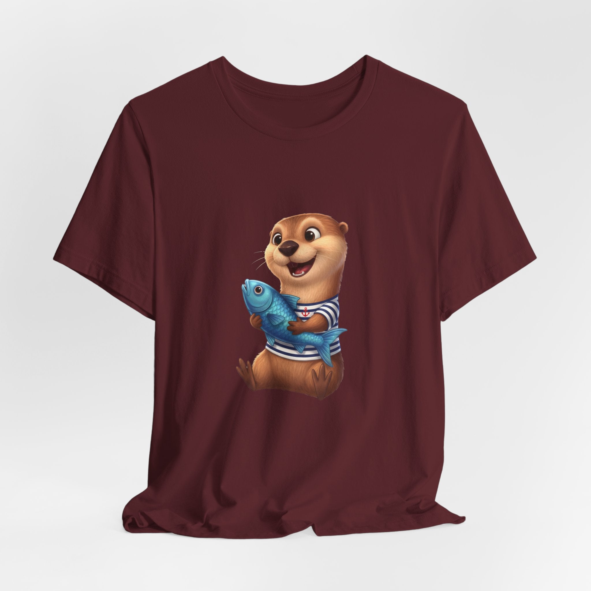 Otter Holding Fish Tee — Cute Marine Animal T-Shirt