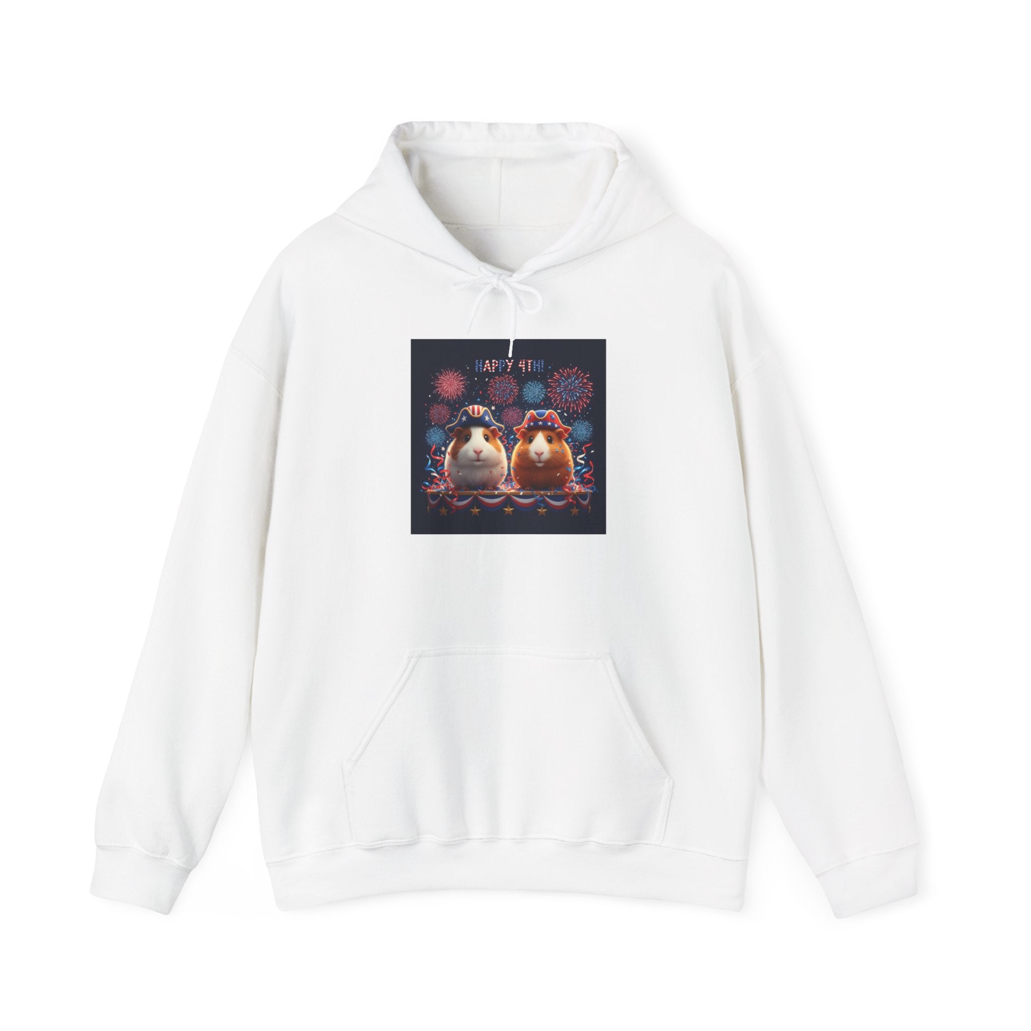 4th of July Guinea Pigs Hoodie — Patriotic Fireworks Pullover | Cute Guinea Pig Graphic