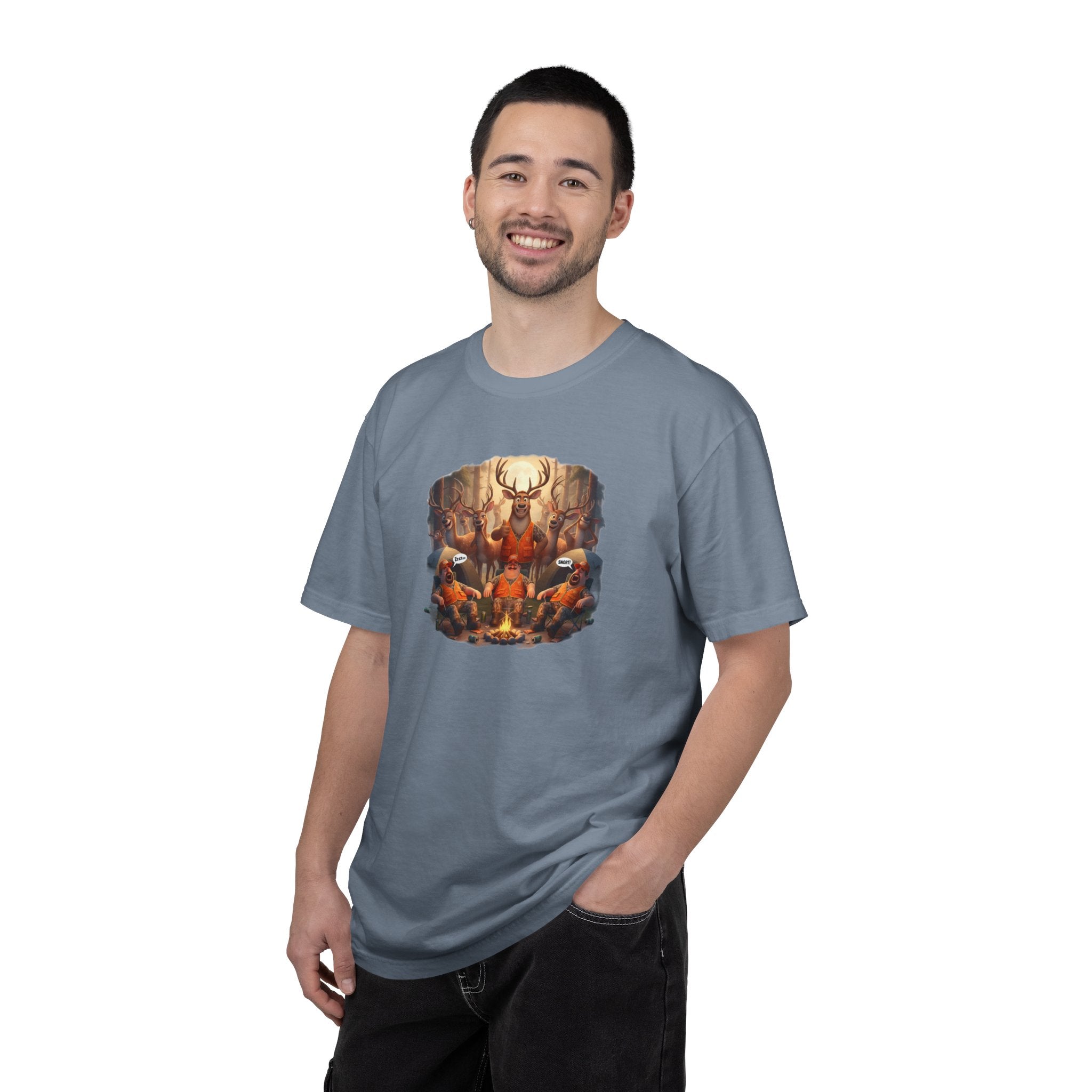 Deer Hunters Napping T-Shirt — Woodland Animal Illustration Tee