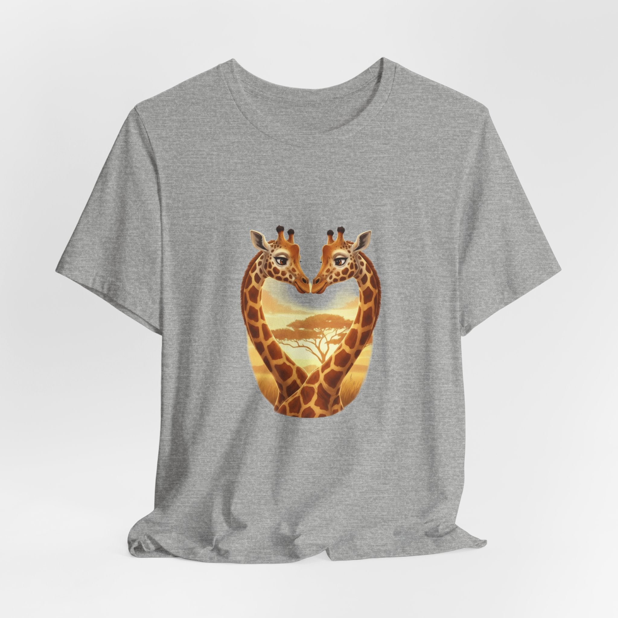 Giraffe Heart Tee — Sunset Safari Animal Graphic Shirt