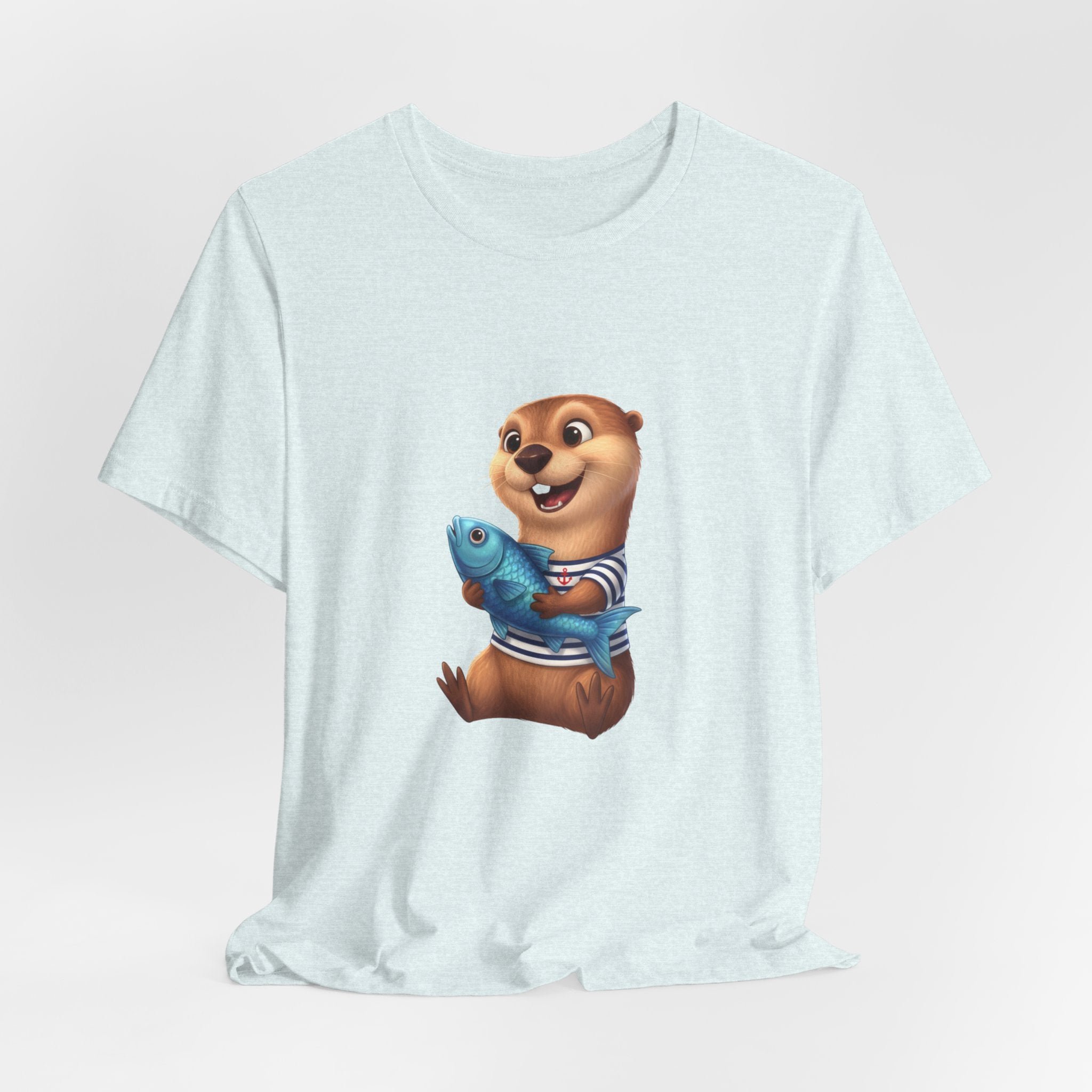 Otter Holding Fish Tee — Cute Marine Animal T-Shirt