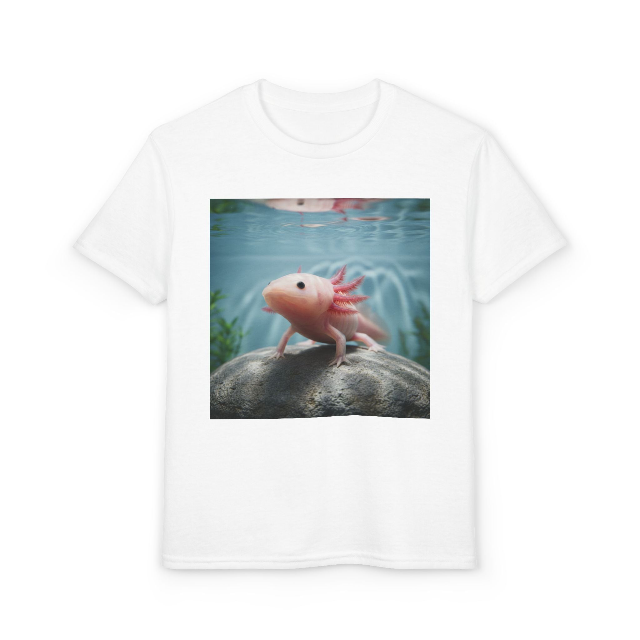 Axolotl Kids T‑Shirt – Cute Pink Axolotl Aquarium Design
