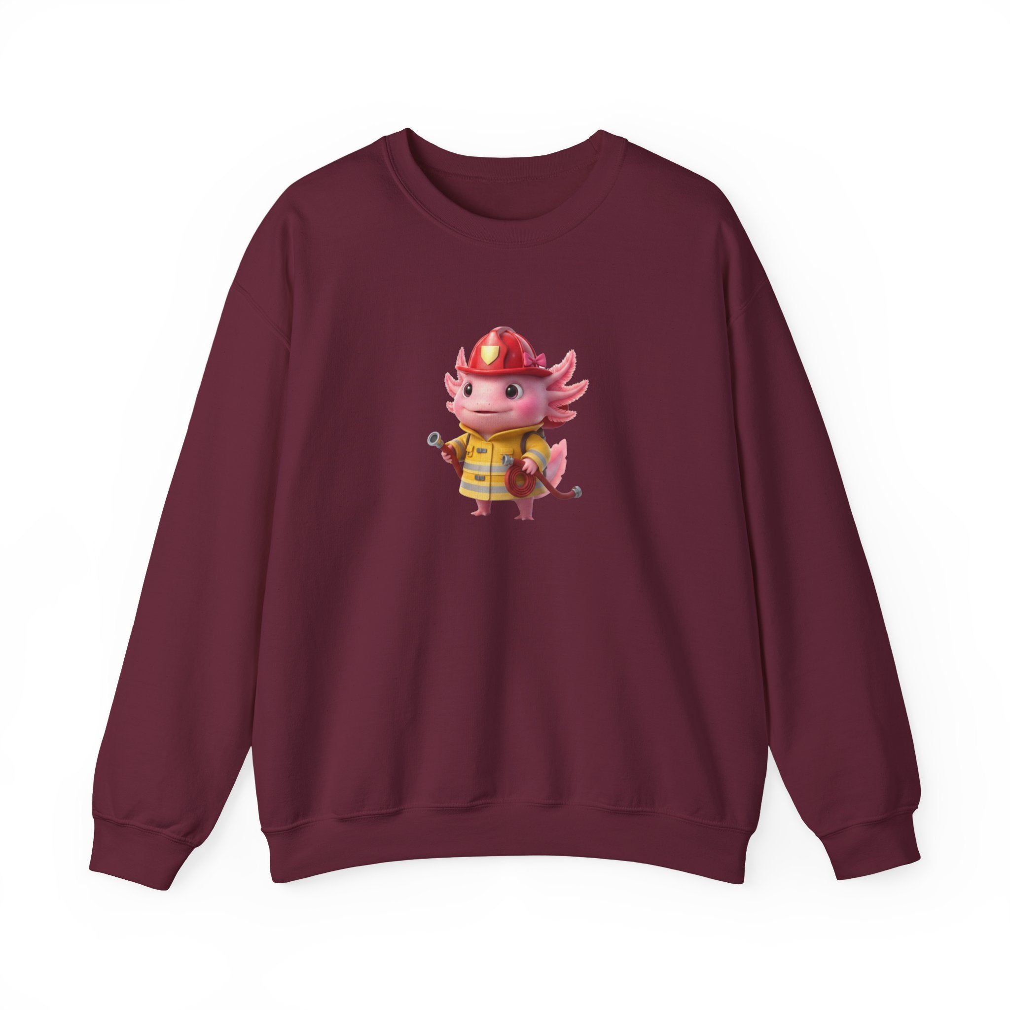 Axolotl Firefighter Sweatshirt - Cute Kids Crewneck Gift