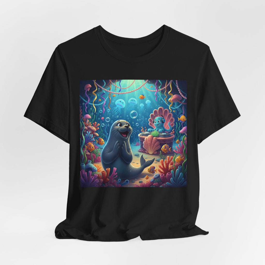 Sea Friends Graphic Tee — Playful Underwater Seal & Mermaid Design