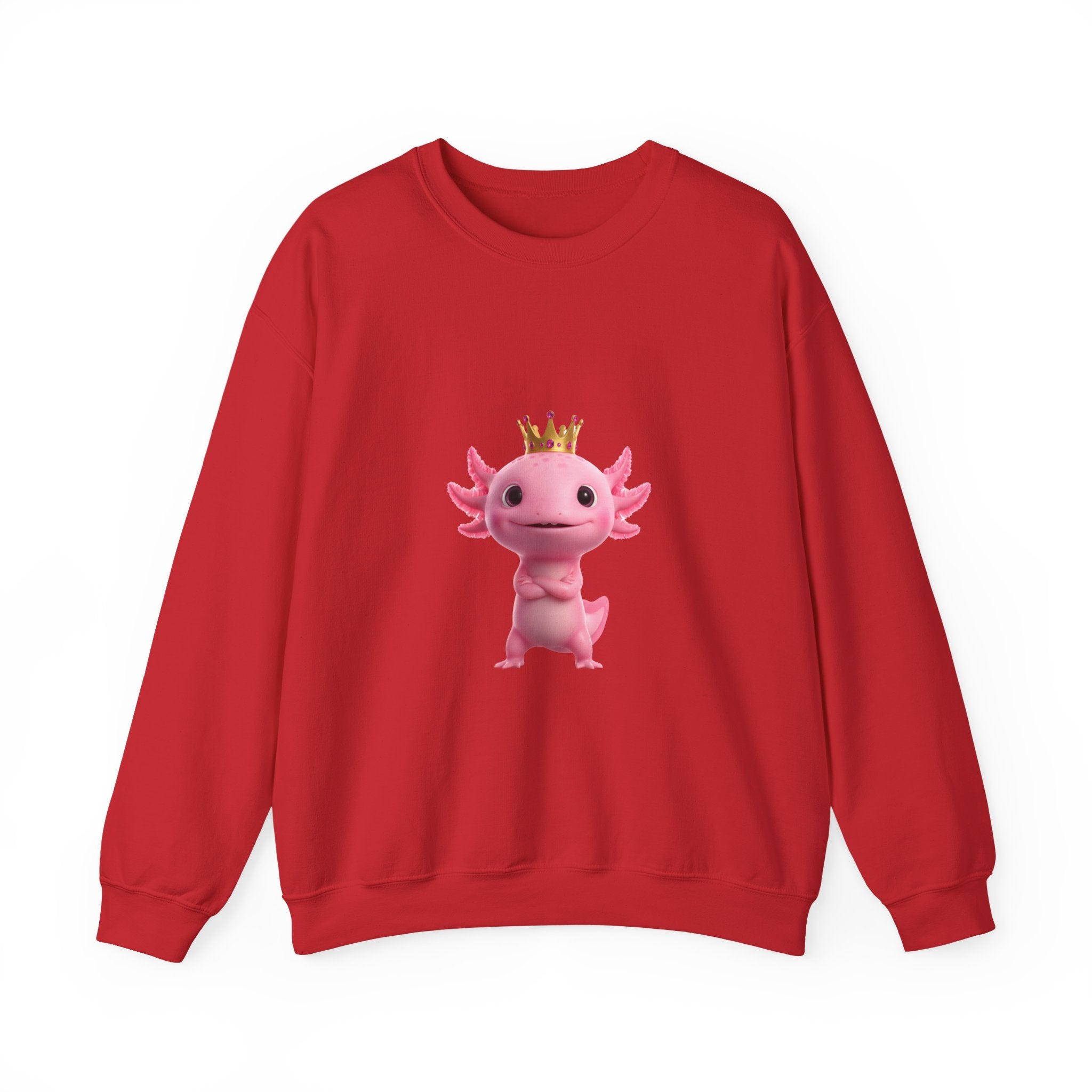 Axolotl Royal Crewneck Sweatshirt — Cute Pink Axolotl with Crown