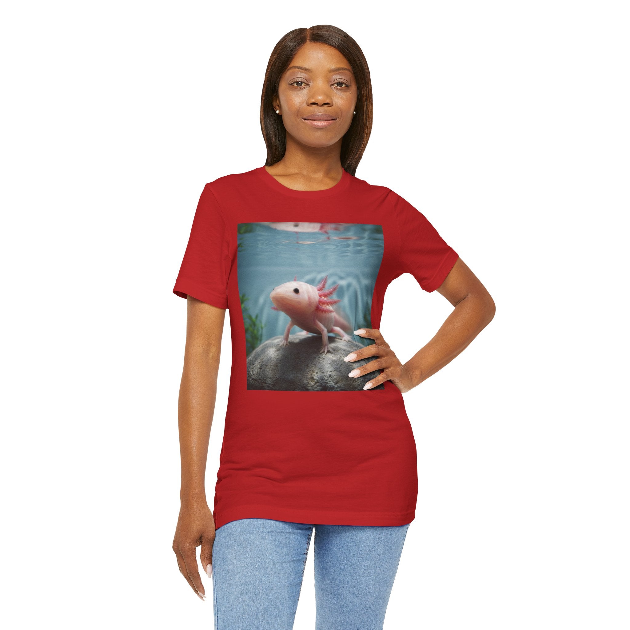 Axolotl Aquarium T‑Shirt — Cute Pink Axolotl Underwater Graphic Tee